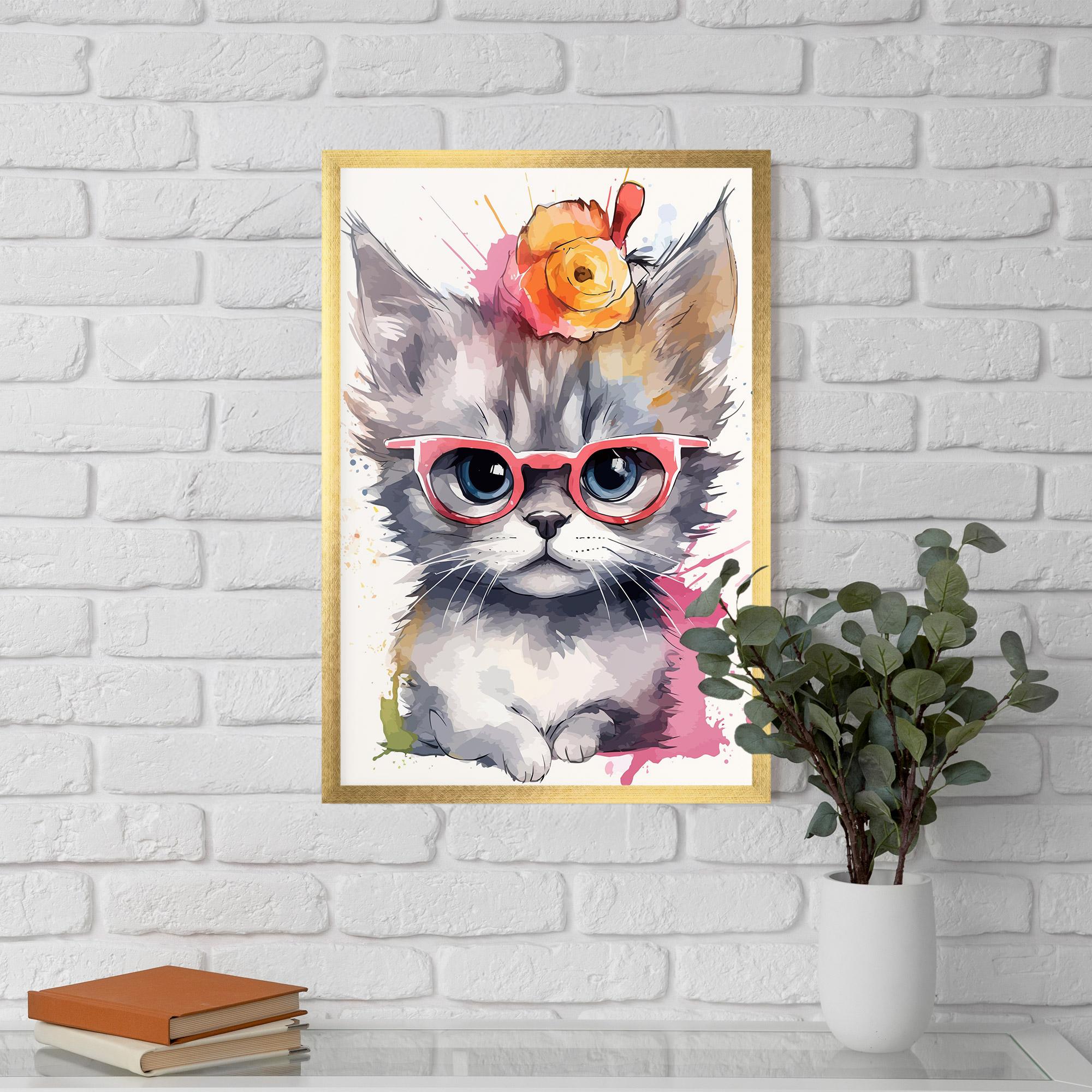 Gerahmte Poster Adorable Grey Cat mockup 5