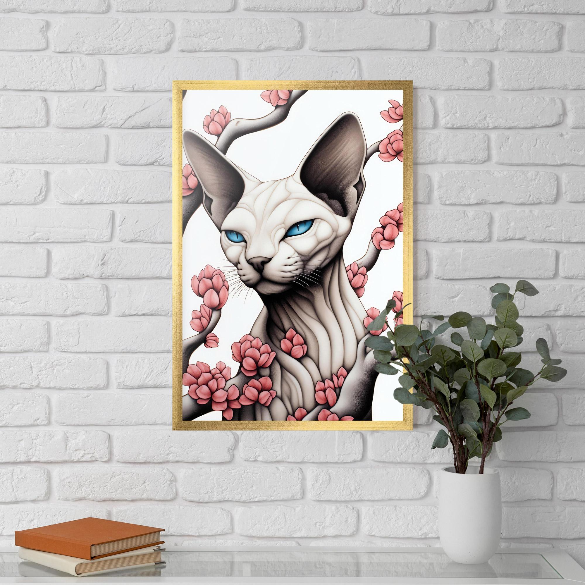 Gerahmte Poster Blue Eyes Cat Drawing mockup 5
