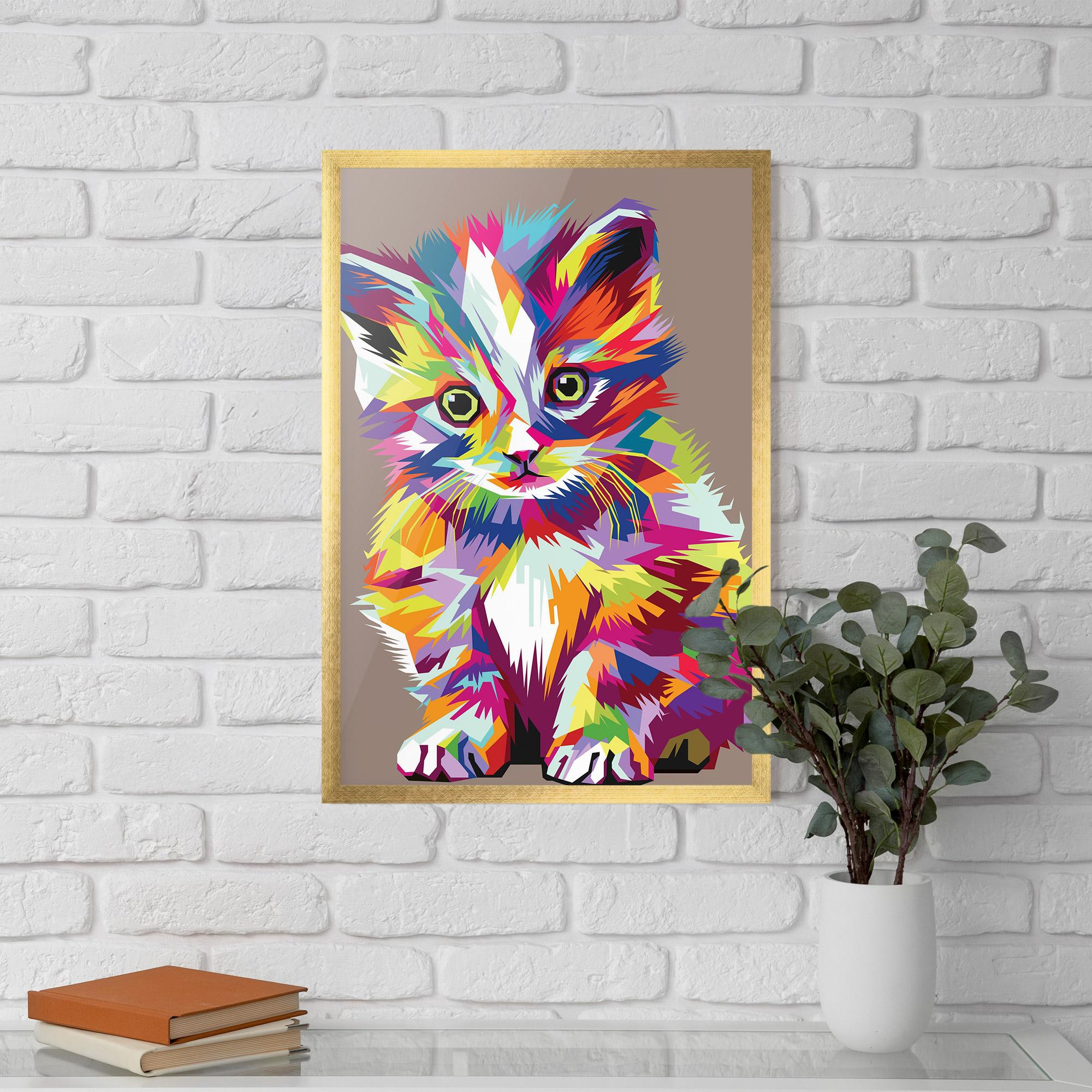 Gerahmte Poster Colorful Cat mockup 5