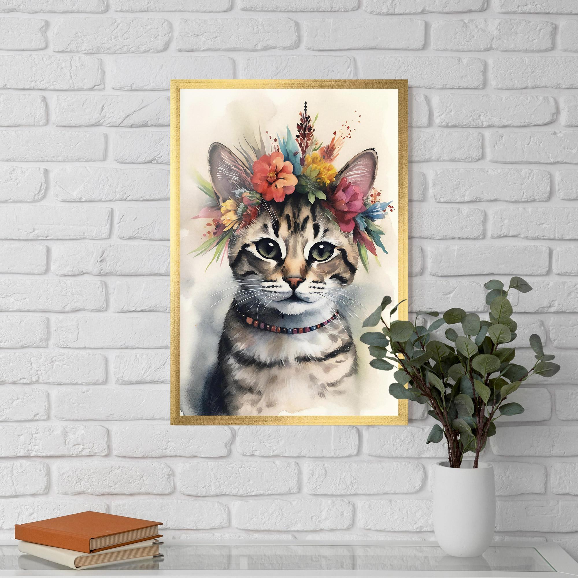 Gerahmte Poster Flower Cat Art mockup 5