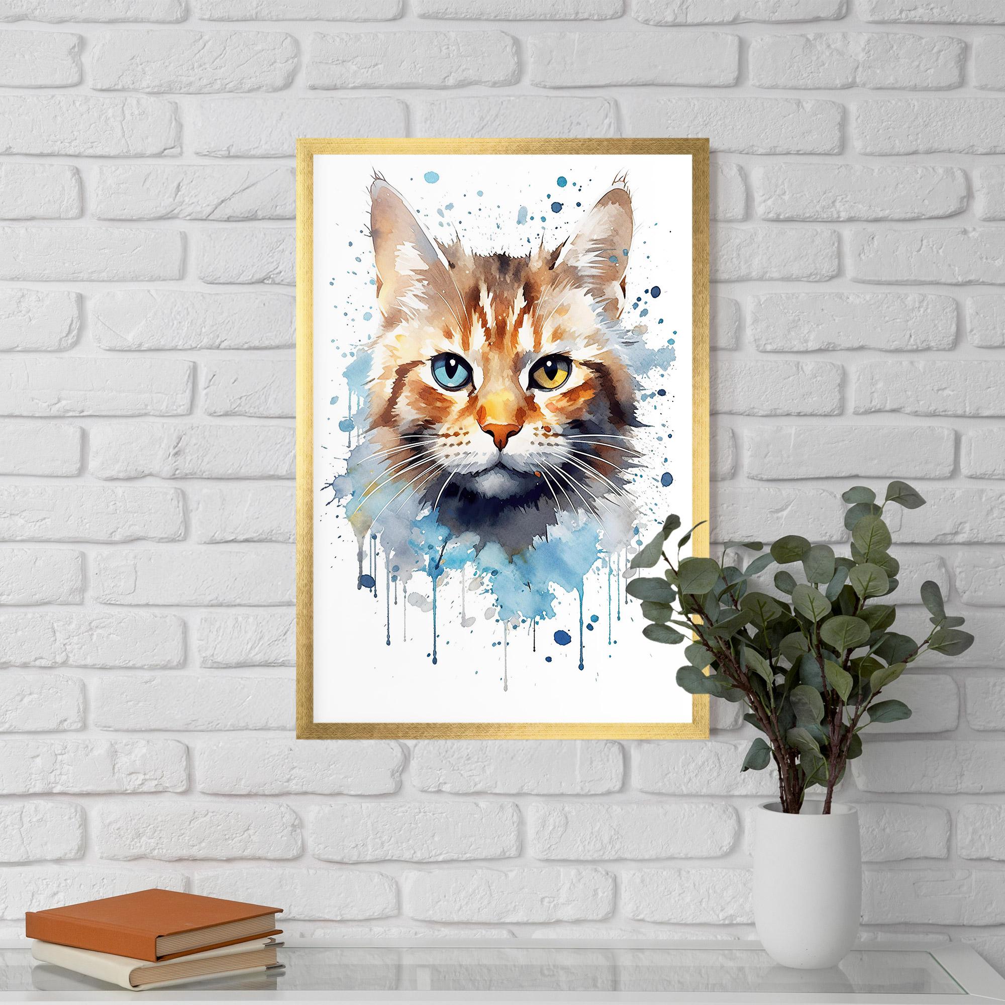 Gerahmte Poster Orange Blue Eyes Cat mockup 5