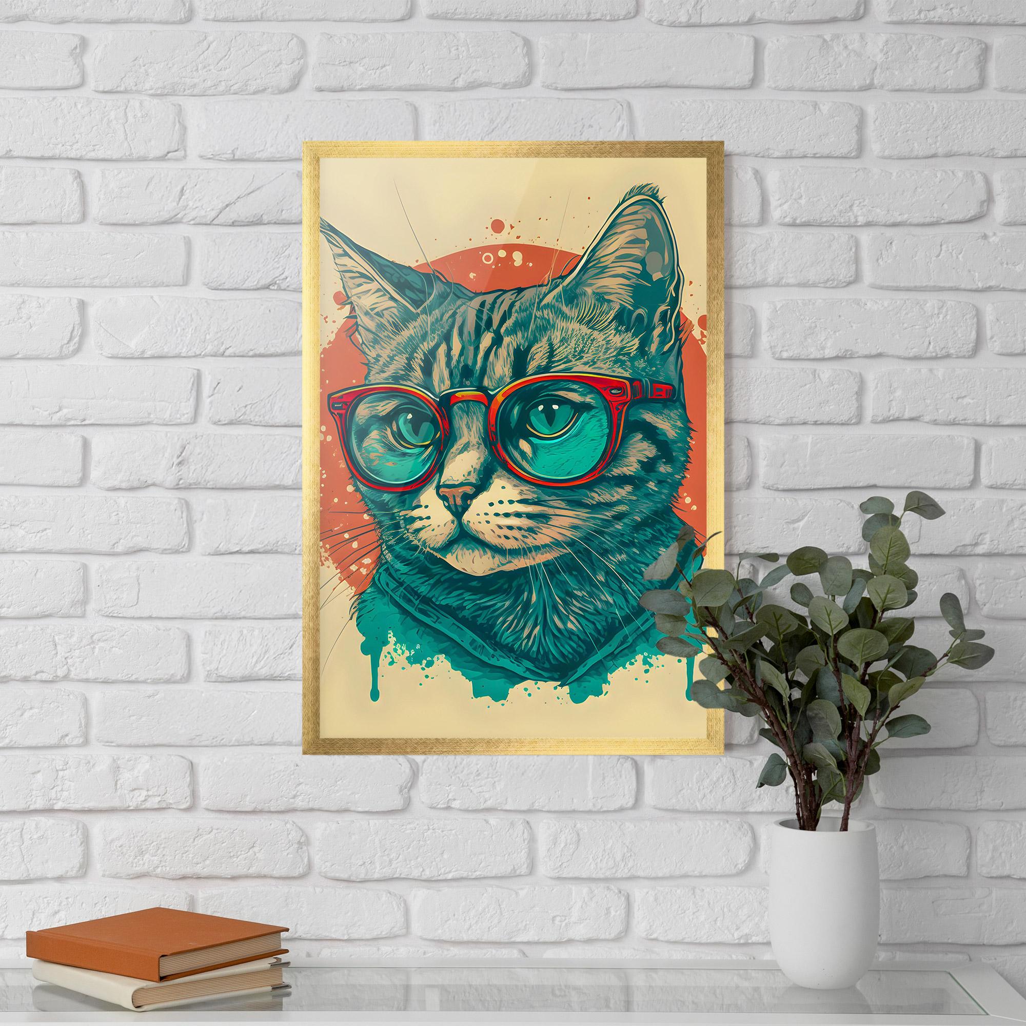 Gerahmte Poster Red Glasses Cat mockup 5