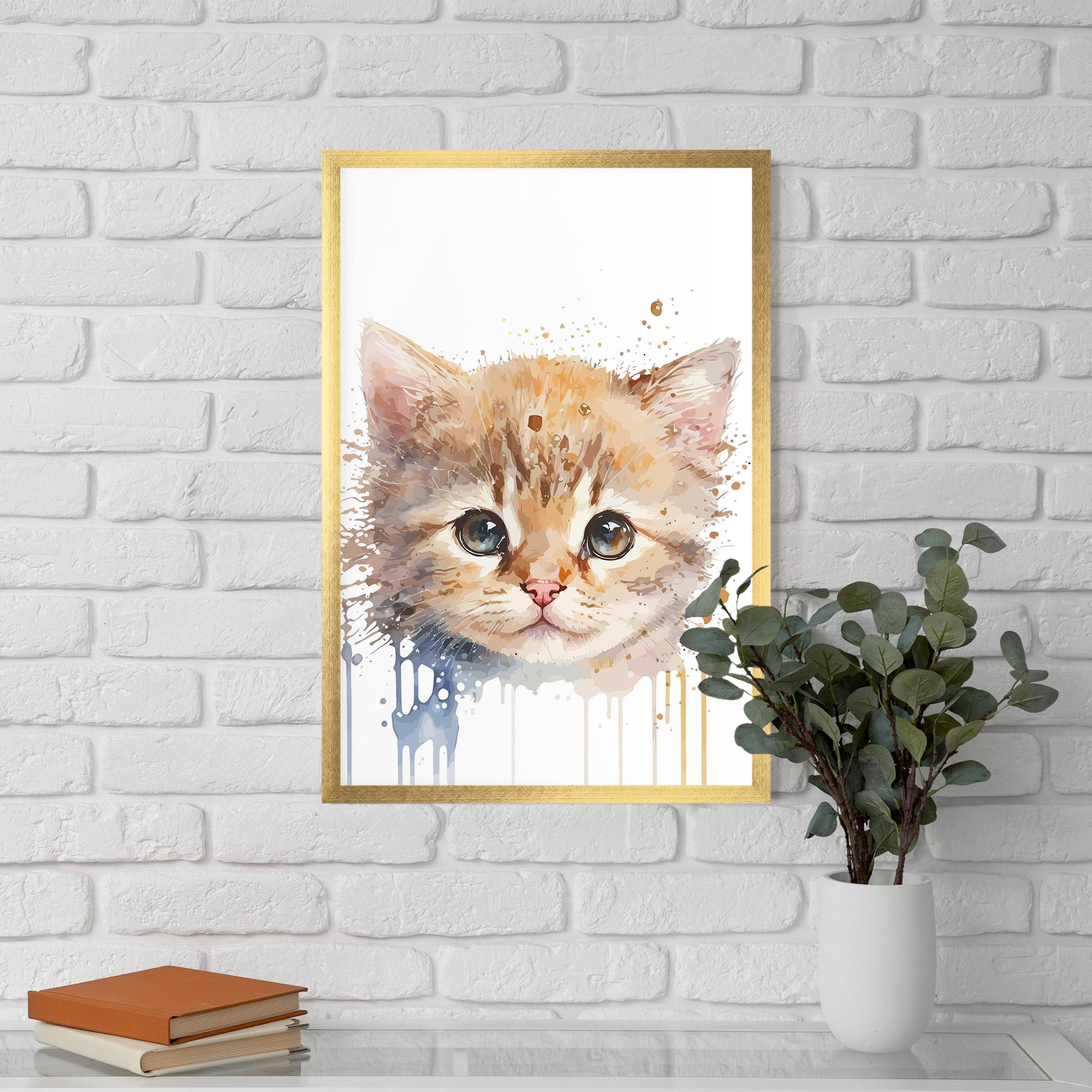 Gerahmte Poster Watercolor Animal Cat mockup 5