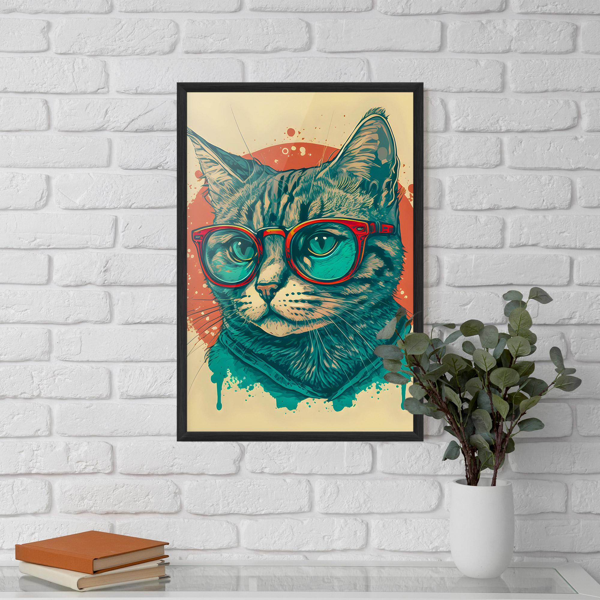Gerahmte Poster Red Glasses Cat mockup 5