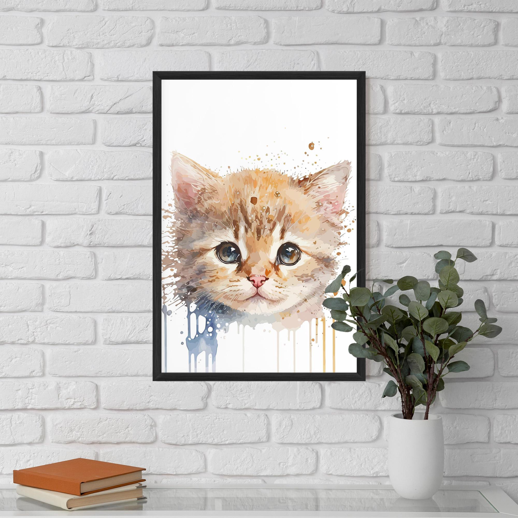 Gerahmte Poster Watercolor Animal Cat mockup 5