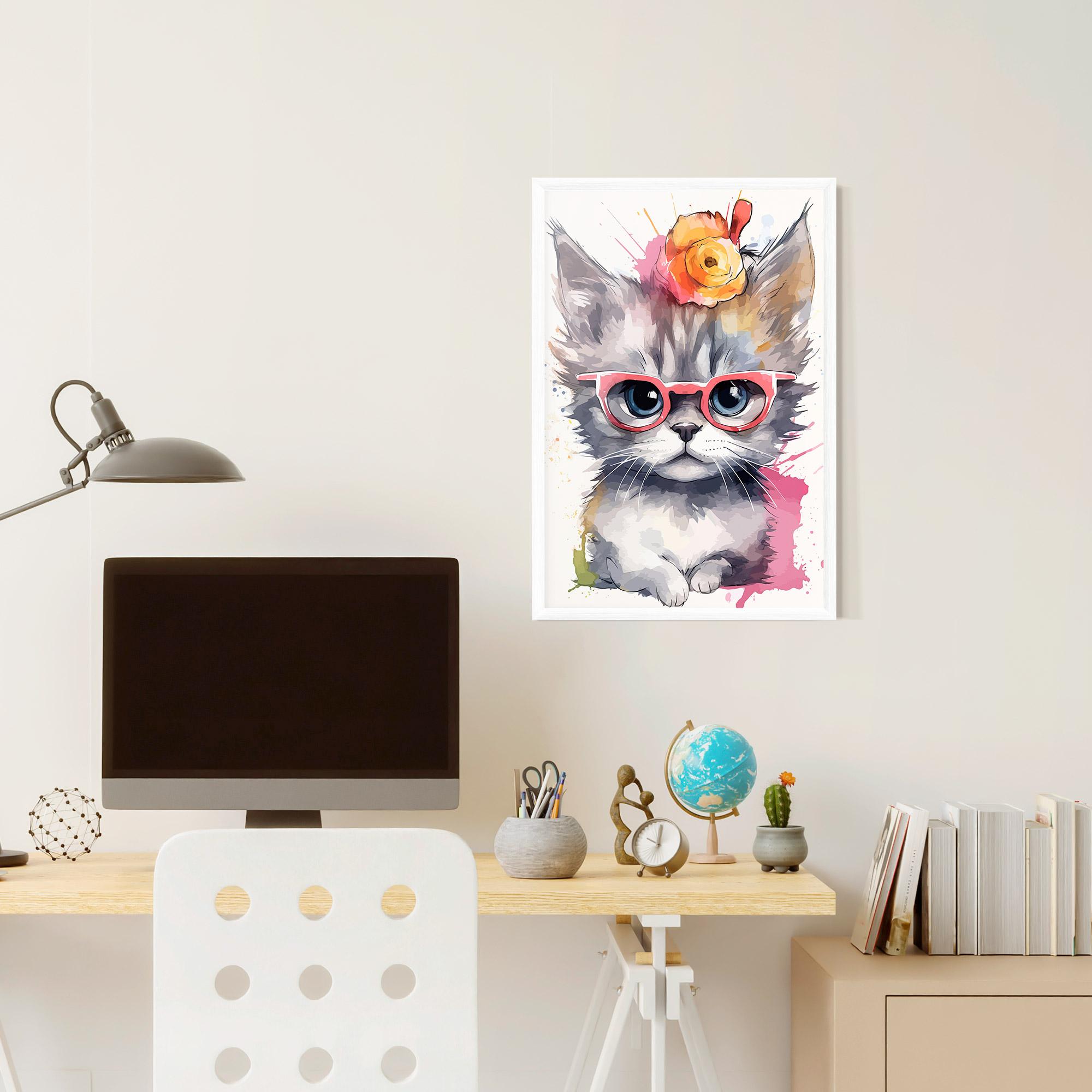Gerahmte Poster Adorable Grey Cat mockup 6