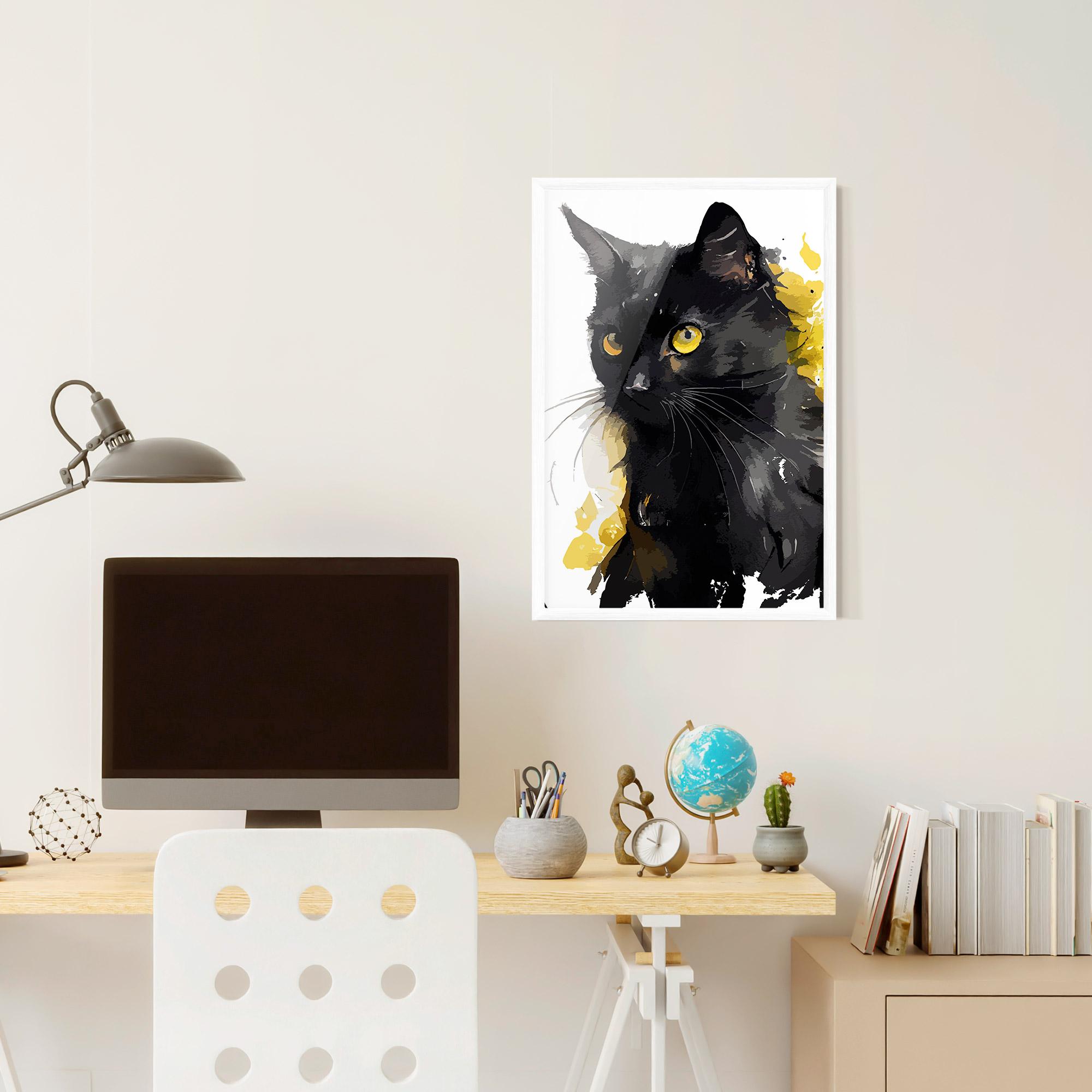 Gerahmte Poster Beautiful Black Cat mockup 6