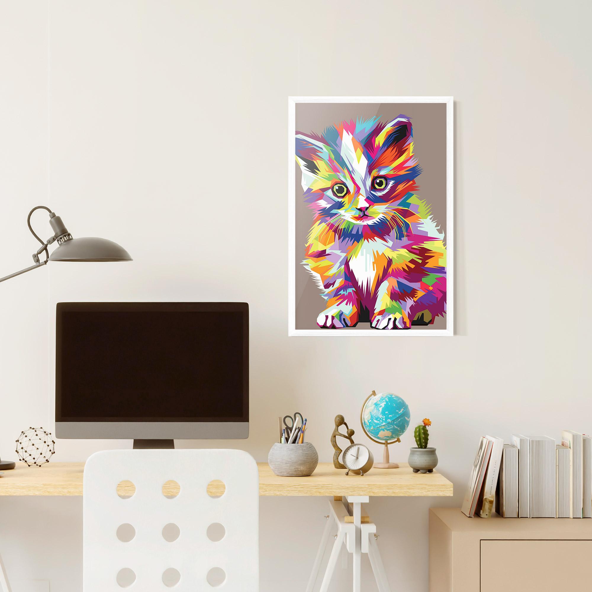 Gerahmte Poster Colorful Cat mockup 6