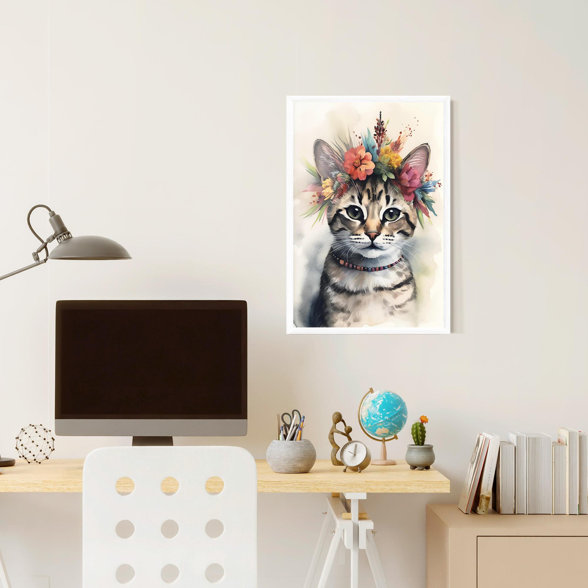 Gerahmte Poster Flower Cat Art mockup 6