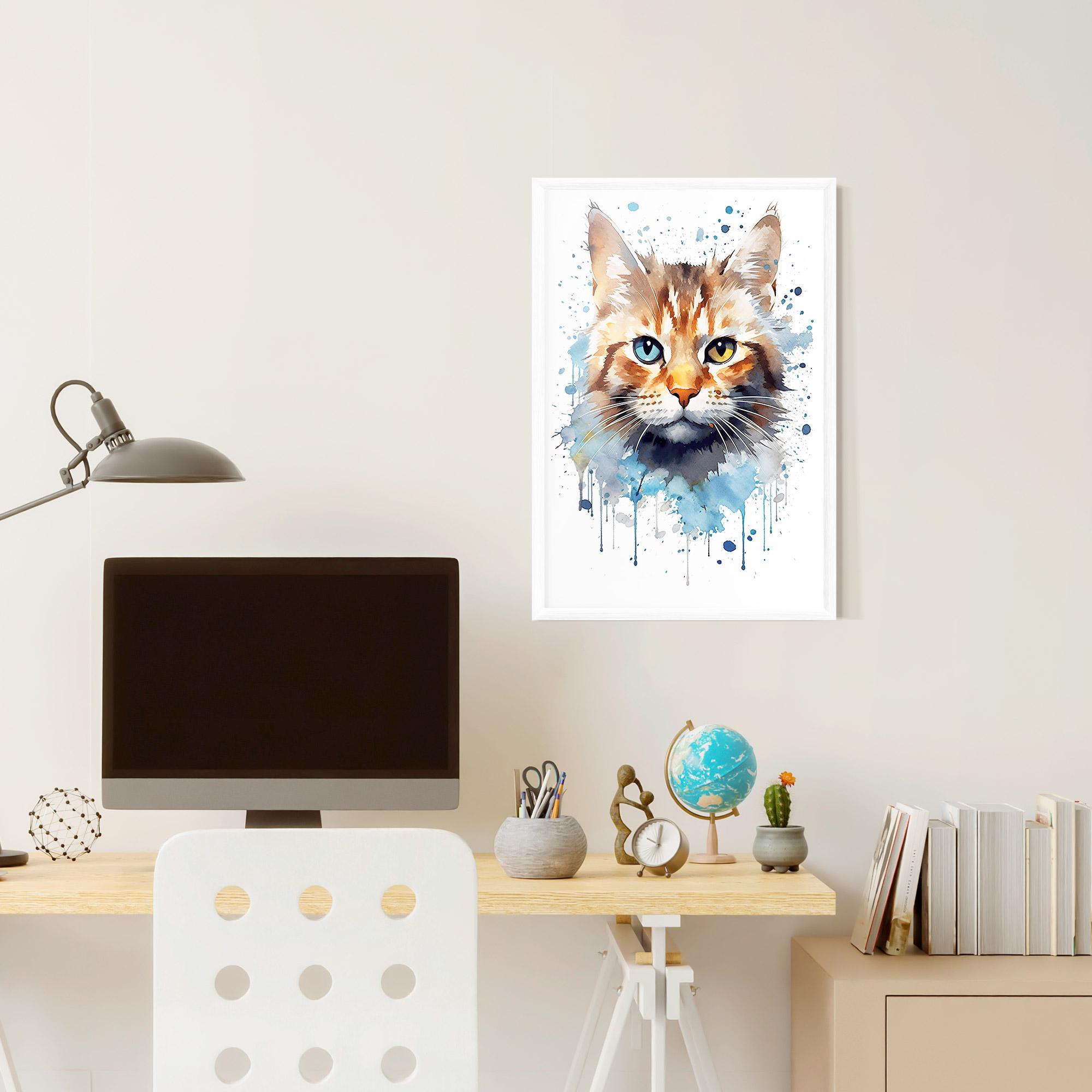 Gerahmte Poster Orange Blue Eyes Cat mockup 6