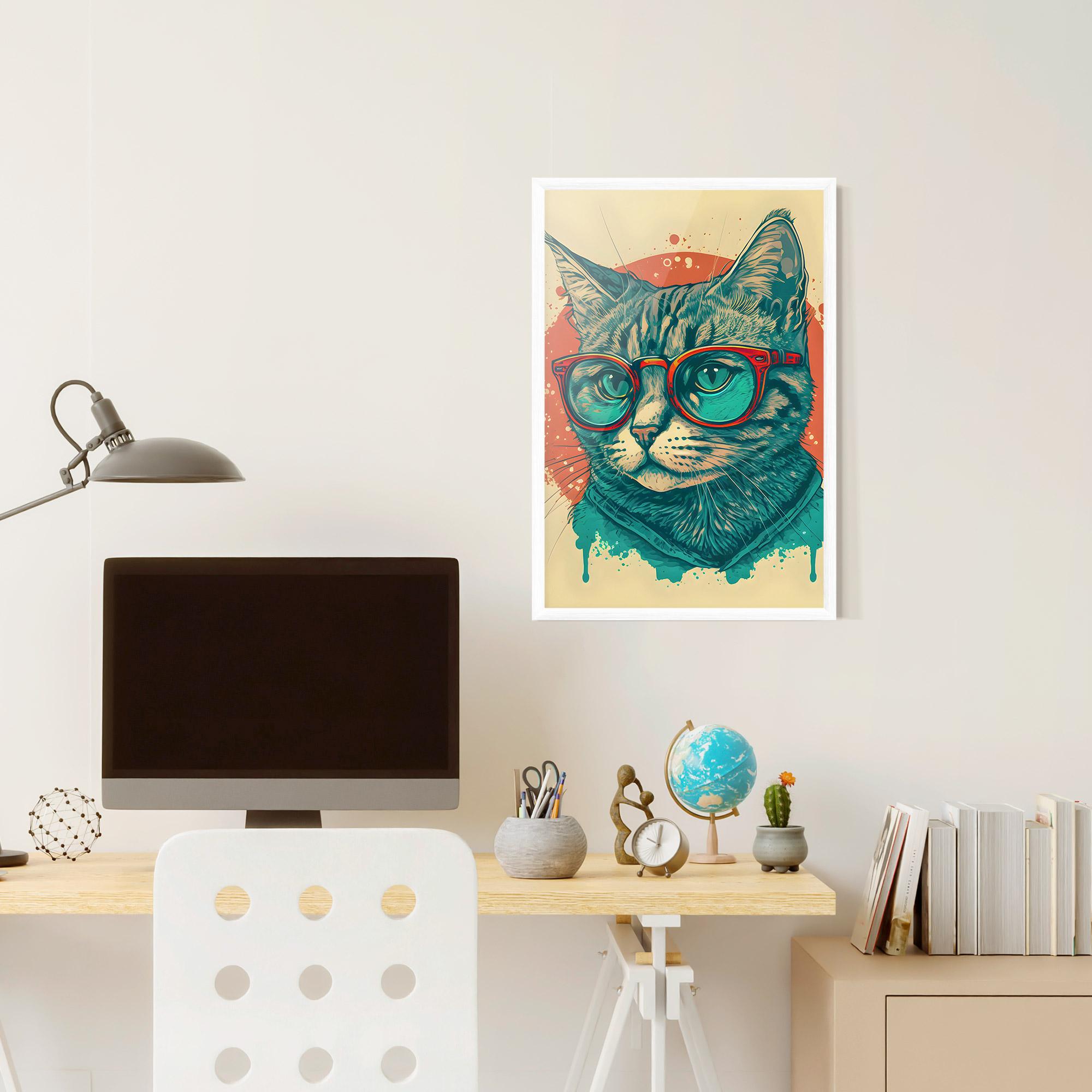 Gerahmte Poster Red Glasses Cat mockup 6