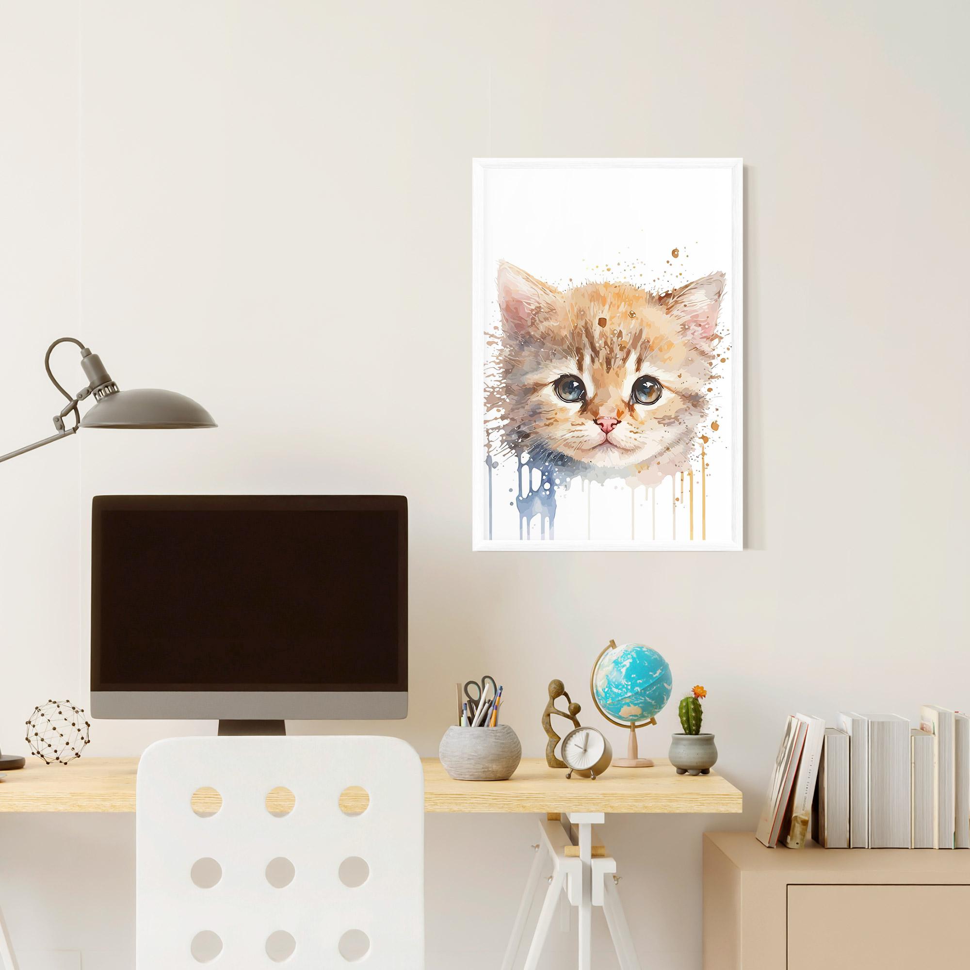 Gerahmte Poster Watercolor Animal Cat mockup 6