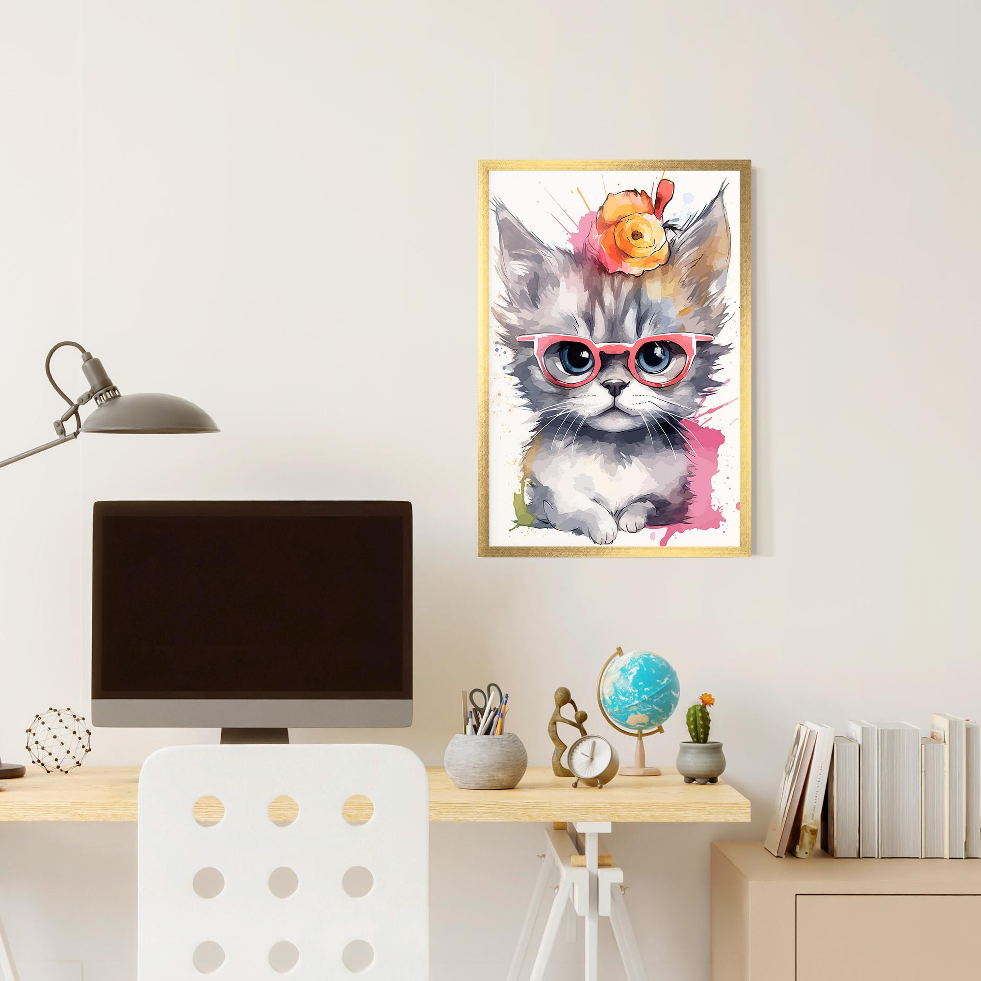 Gerahmte Poster Adorable Grey Cat mockup 6