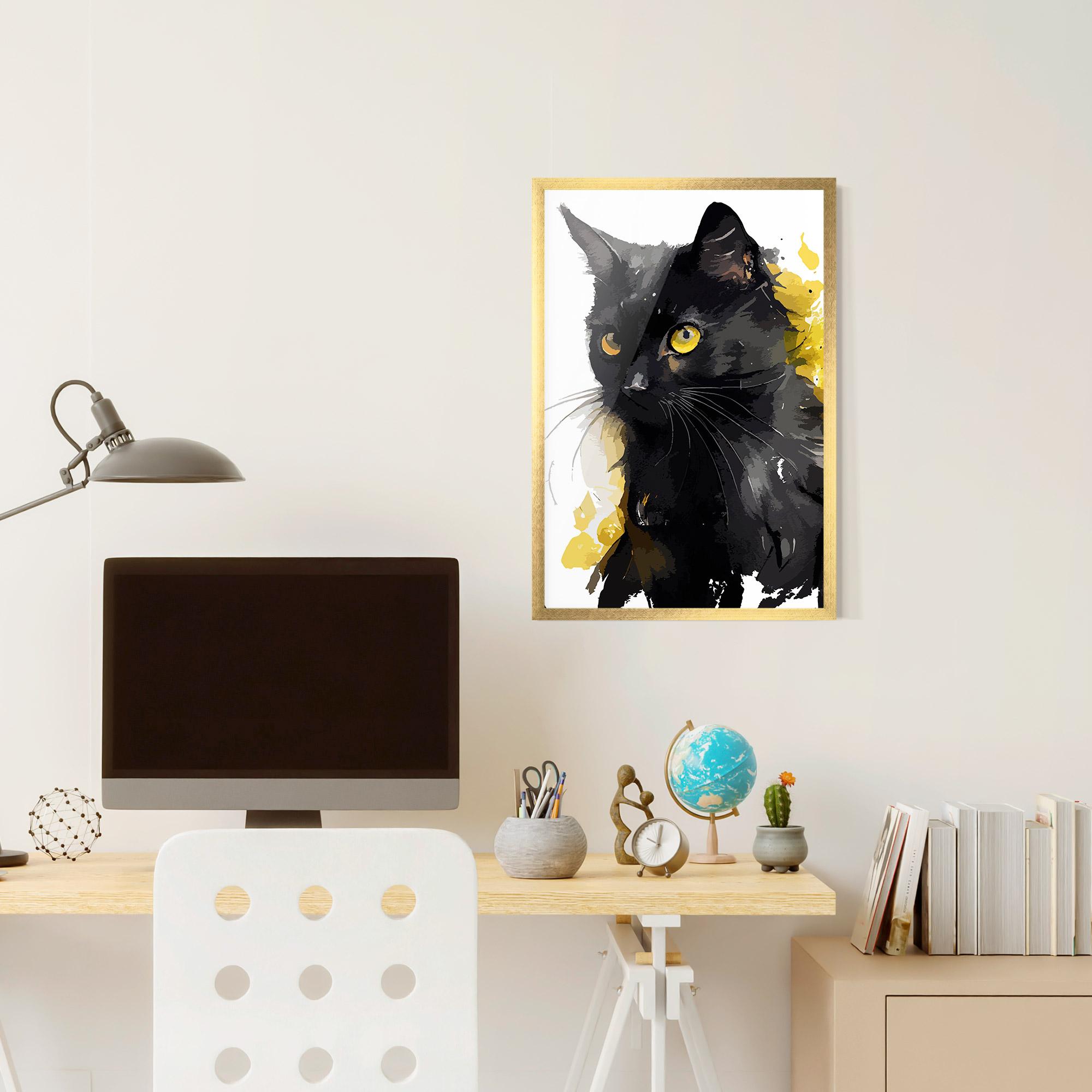 Gerahmte Poster Beautiful Black Cat mockup 6