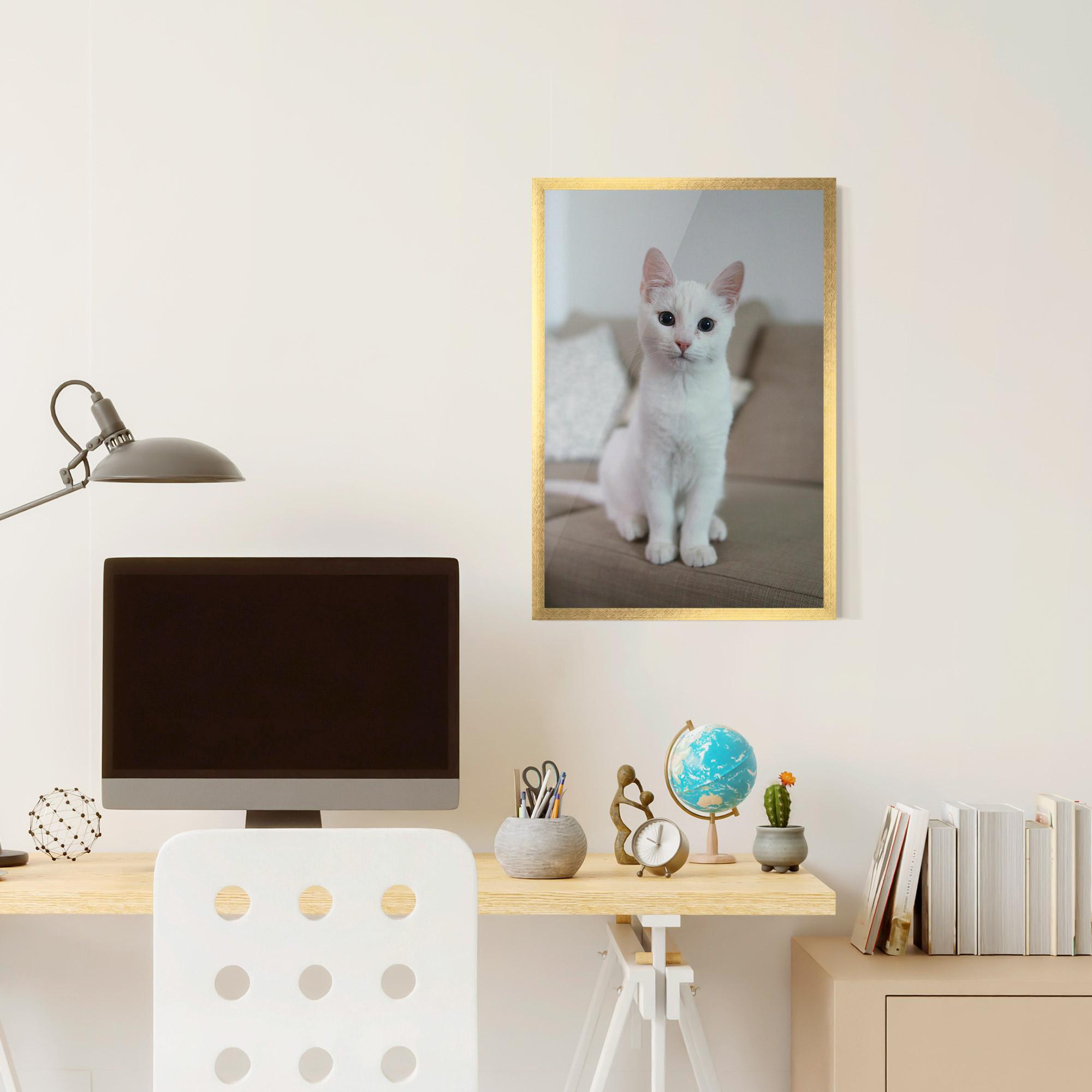 Gerahmte Poster Beautiful White Cat mockup 6