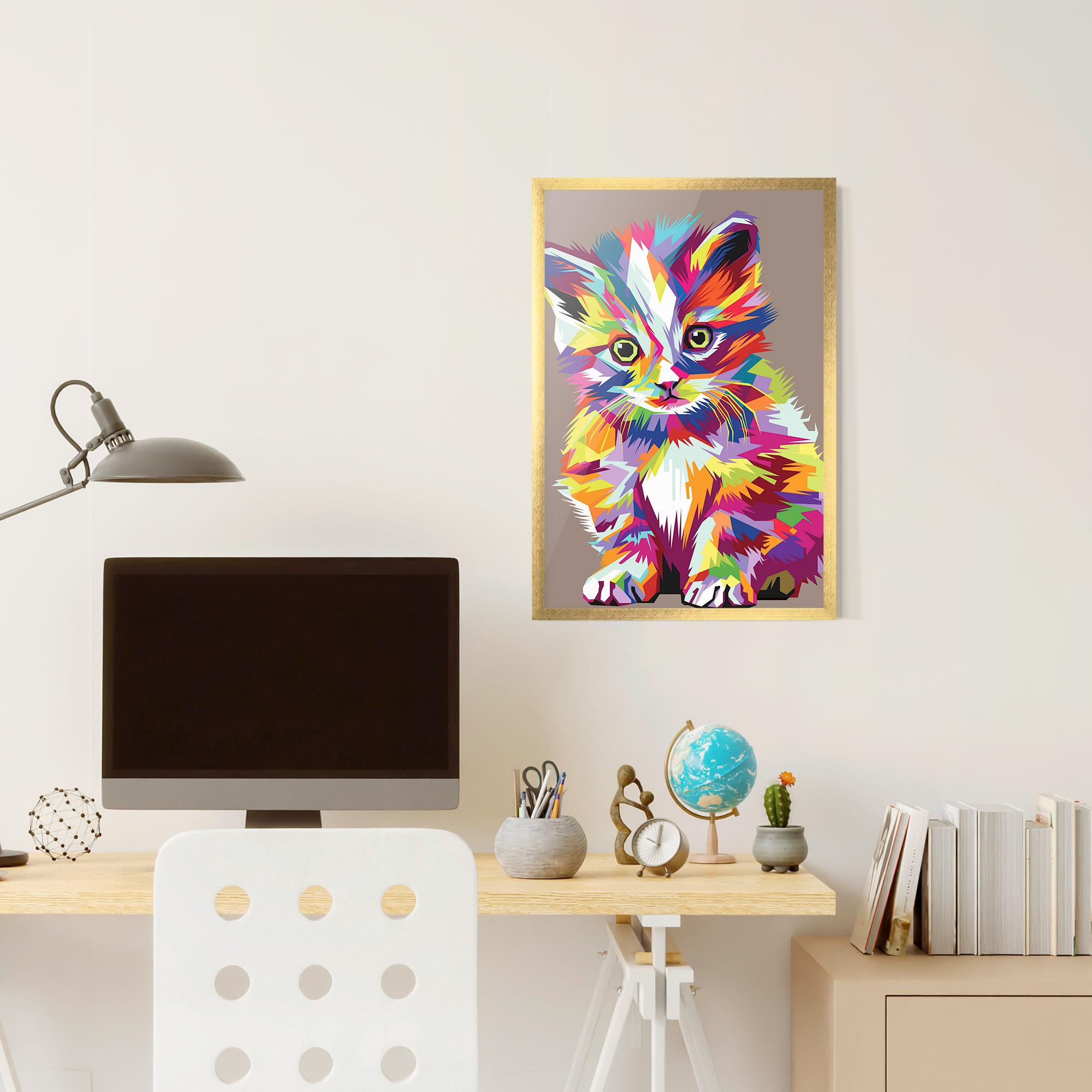 Gerahmte Poster Colorful Cat mockup 6