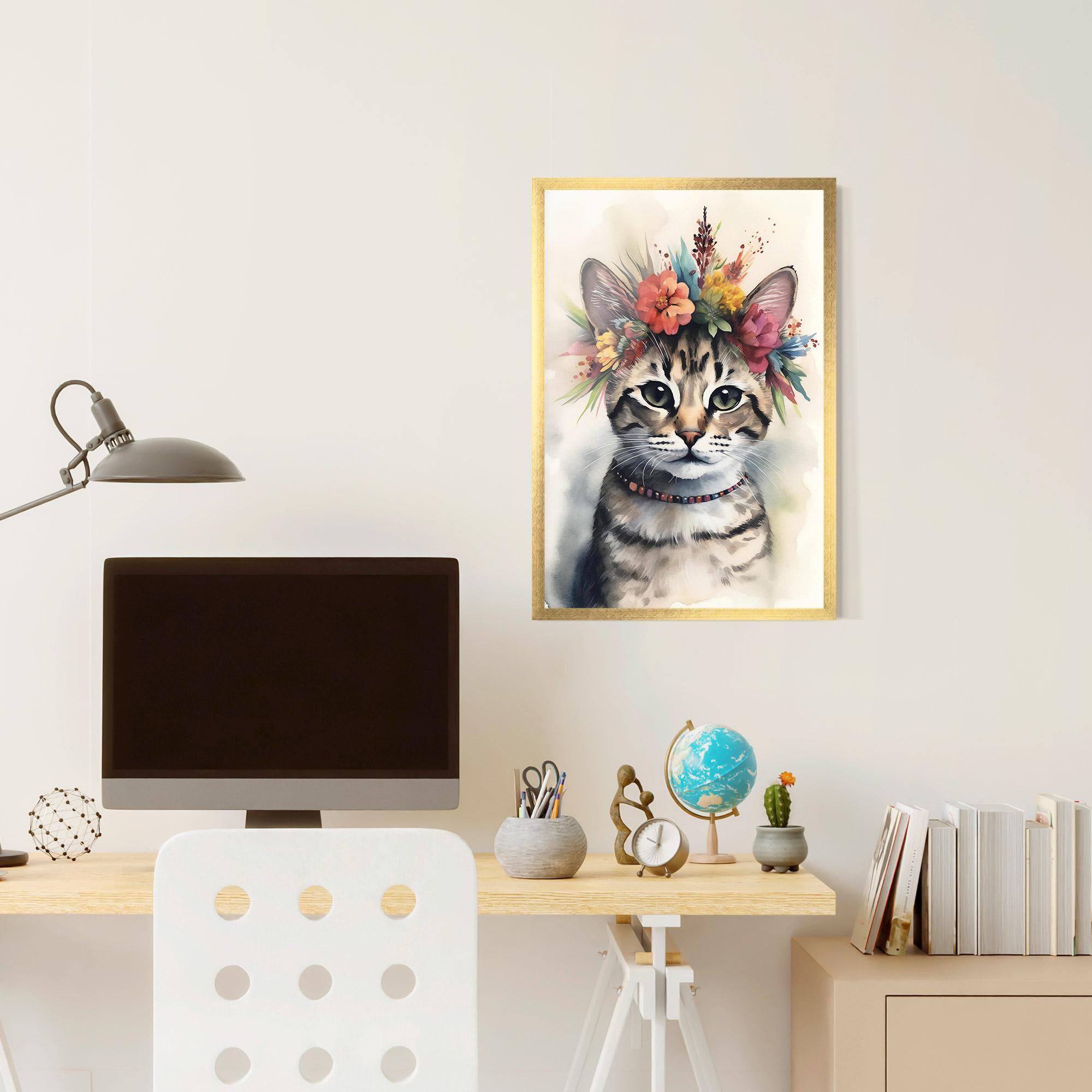 Gerahmte Poster Flower Cat Art mockup 6