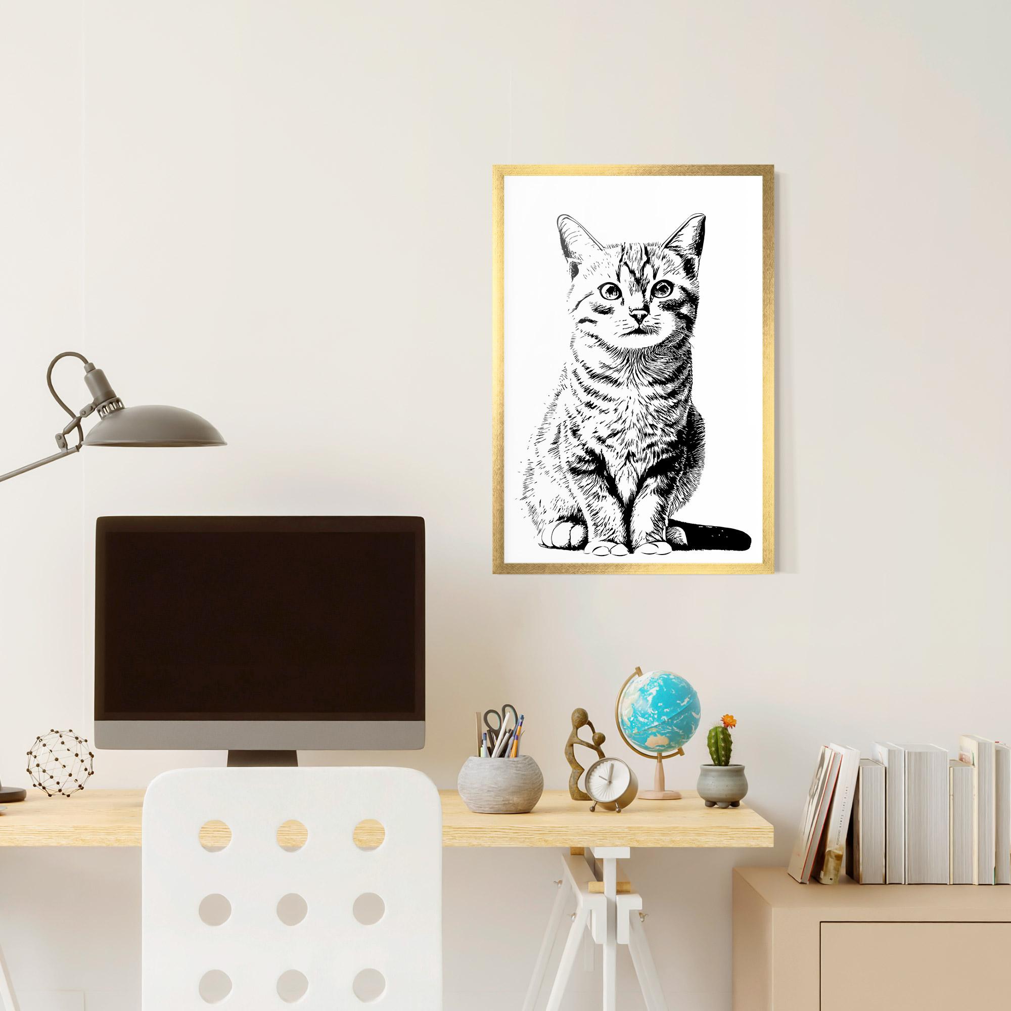 Gerahmte Poster Hand Drawn Cat mockup 6