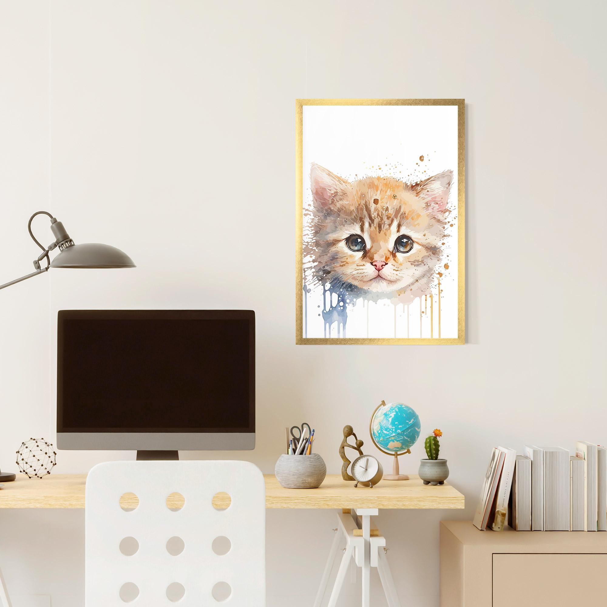 Gerahmte Poster Watercolor Animal Cat mockup 6