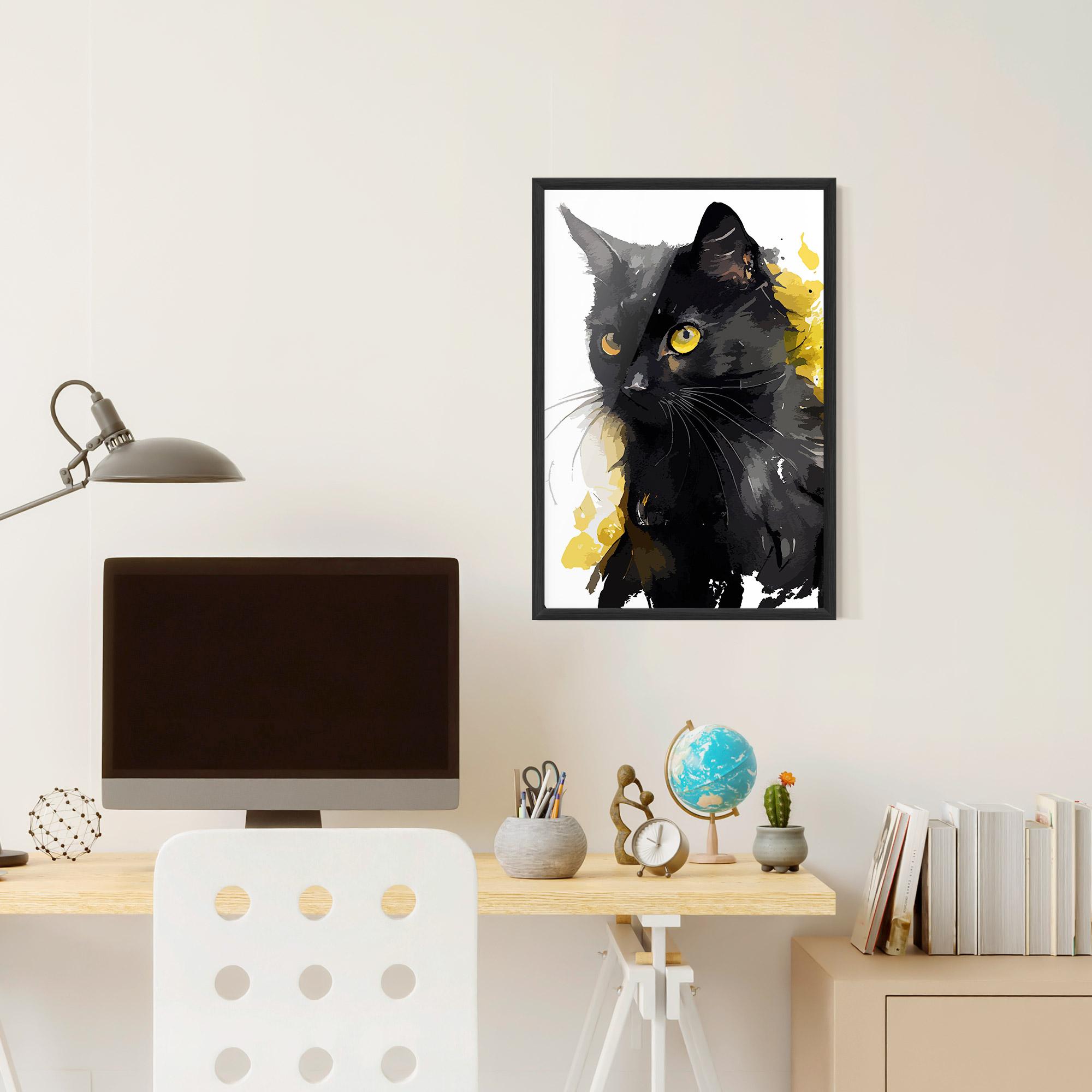 Gerahmte Poster Beautiful Black Cat mockup 6