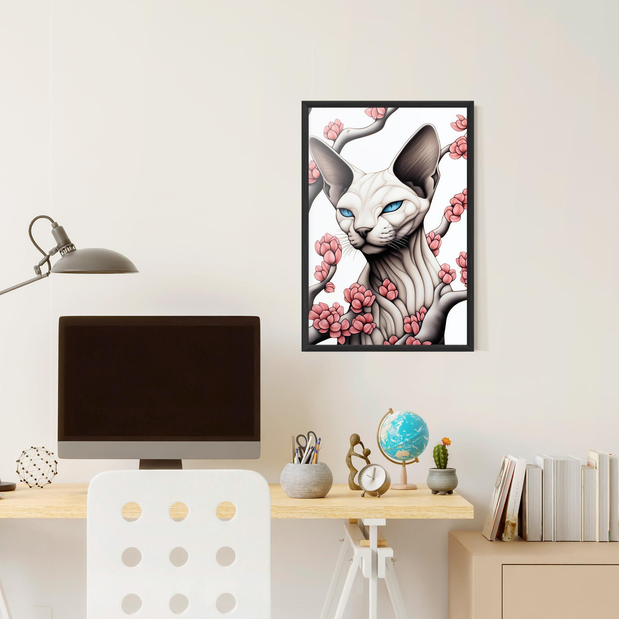 Gerahmte Poster Blue Eyes Cat Drawing mockup 6