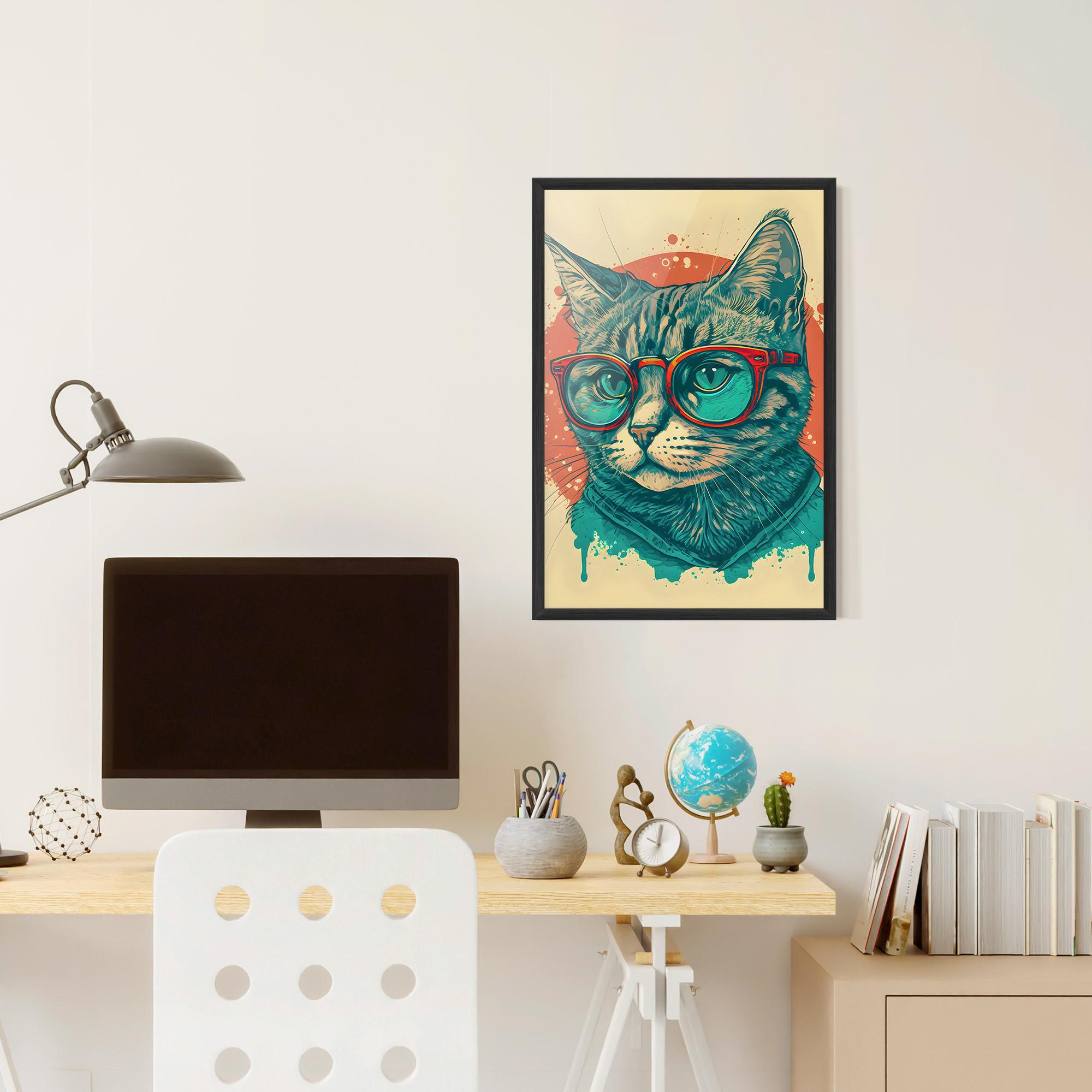 Gerahmte Poster Red Glasses Cat mockup 6