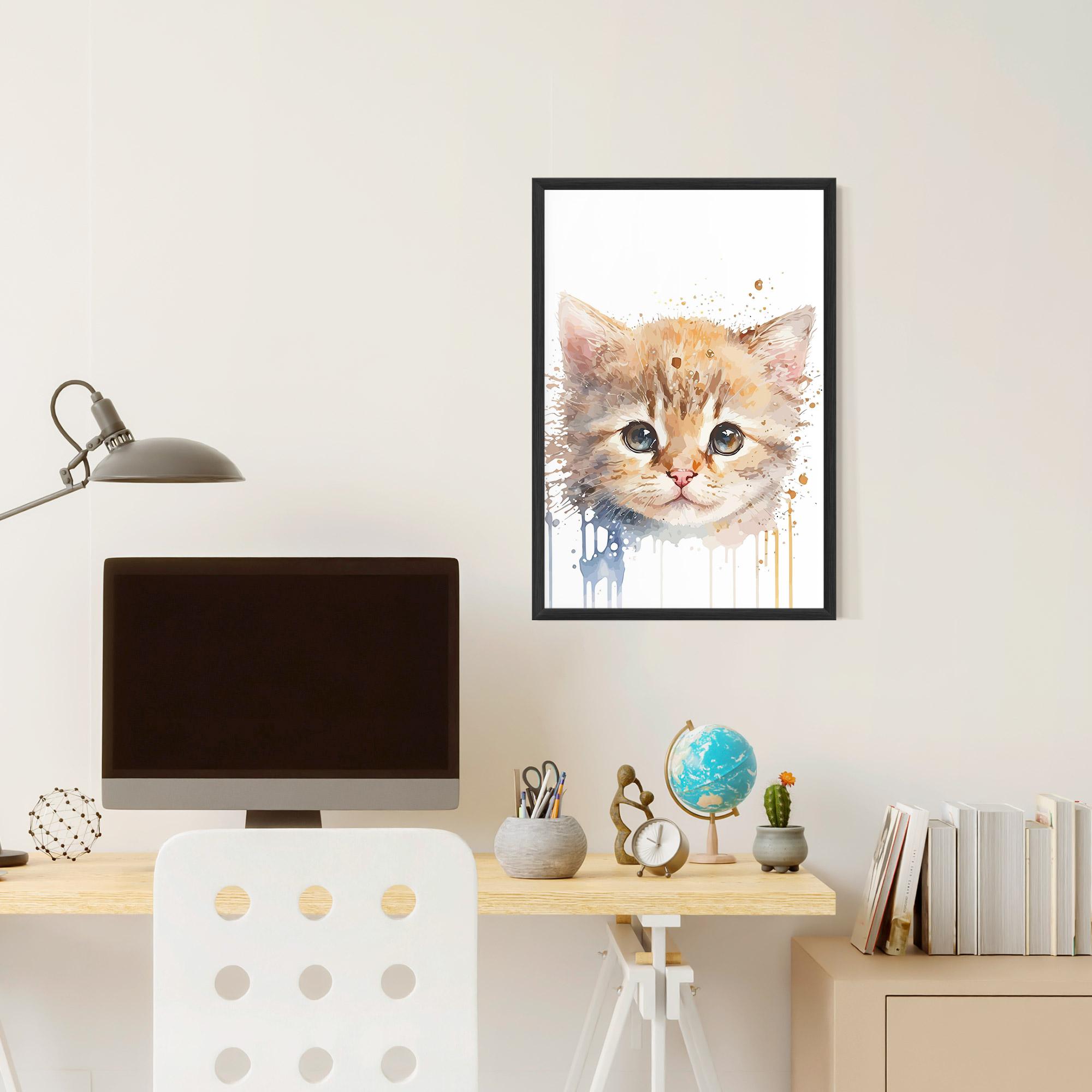 Gerahmte Poster Watercolor Animal Cat mockup 6