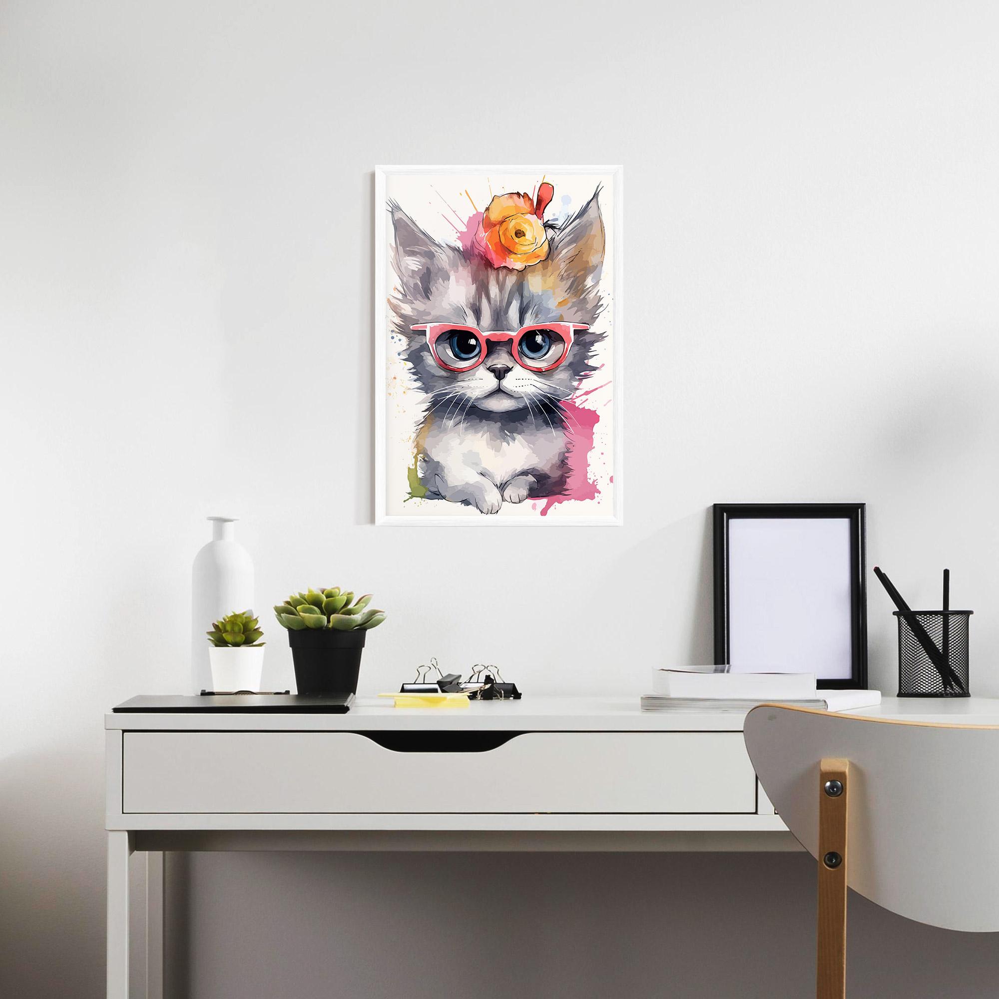 Gerahmte Poster Adorable Grey Cat mockup 7