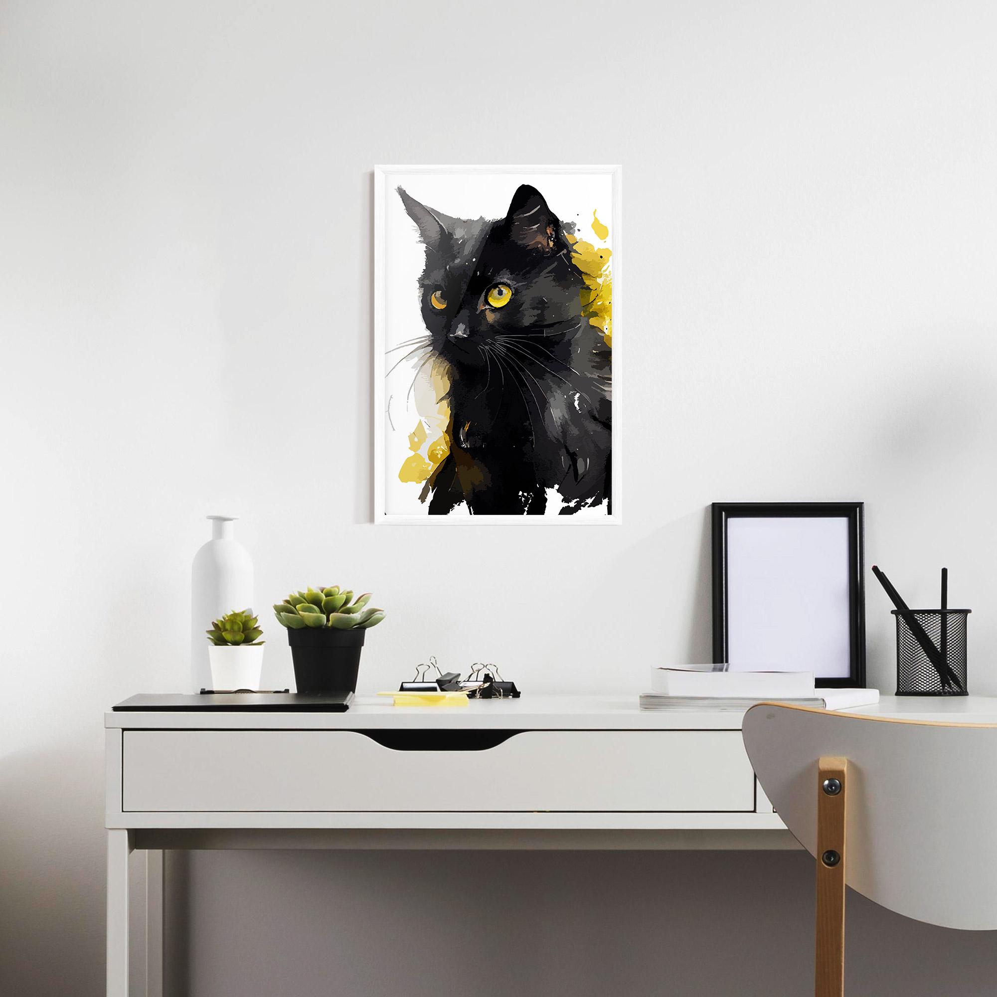 Gerahmte Poster Beautiful Black Cat mockup 7