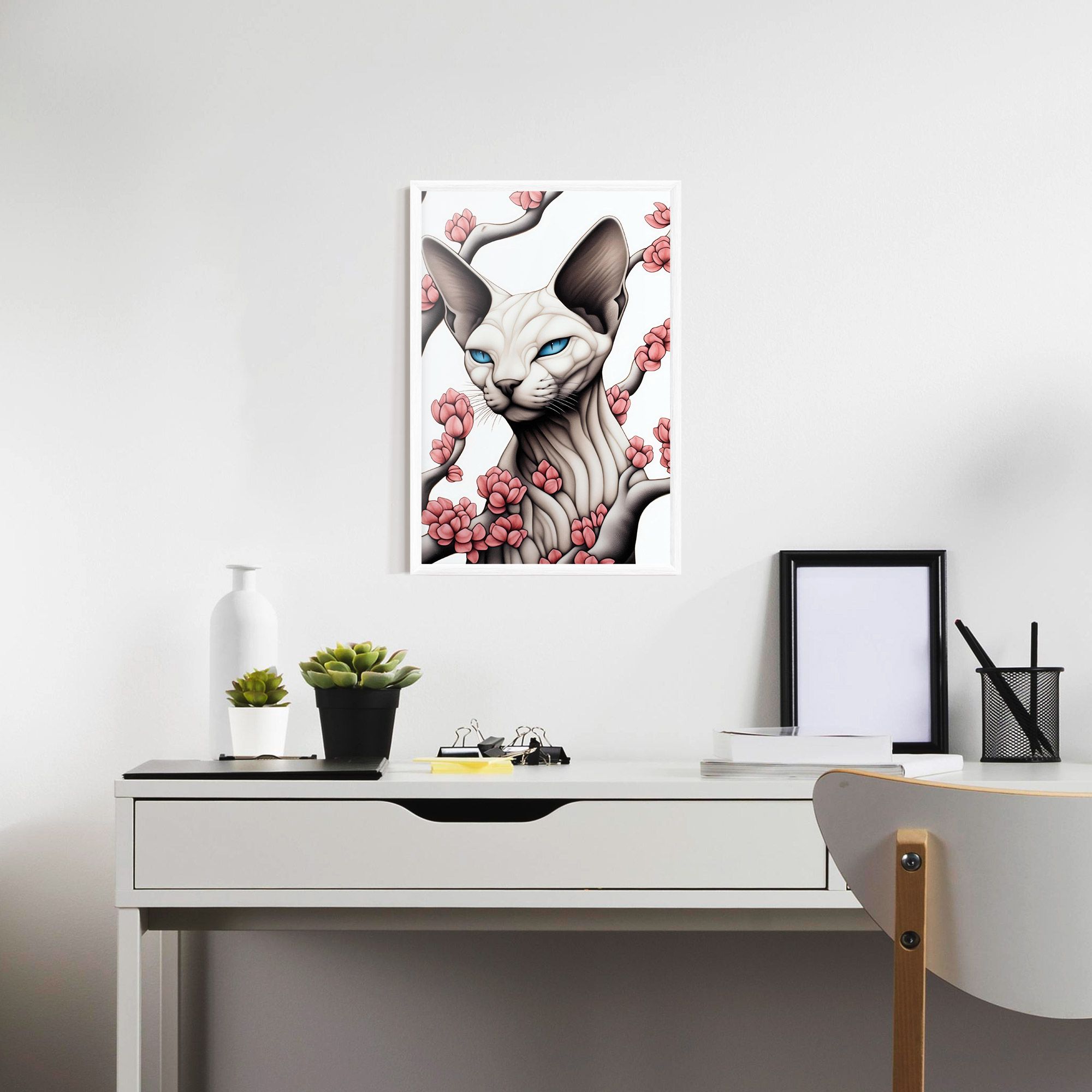 Blue Eyes Cat Drawing mockup 7