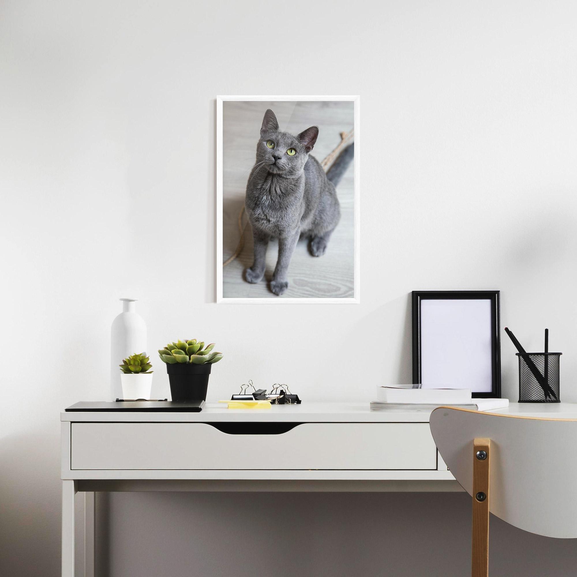 Gerahmte Poster Grey Green Cat Eyes mockup 7