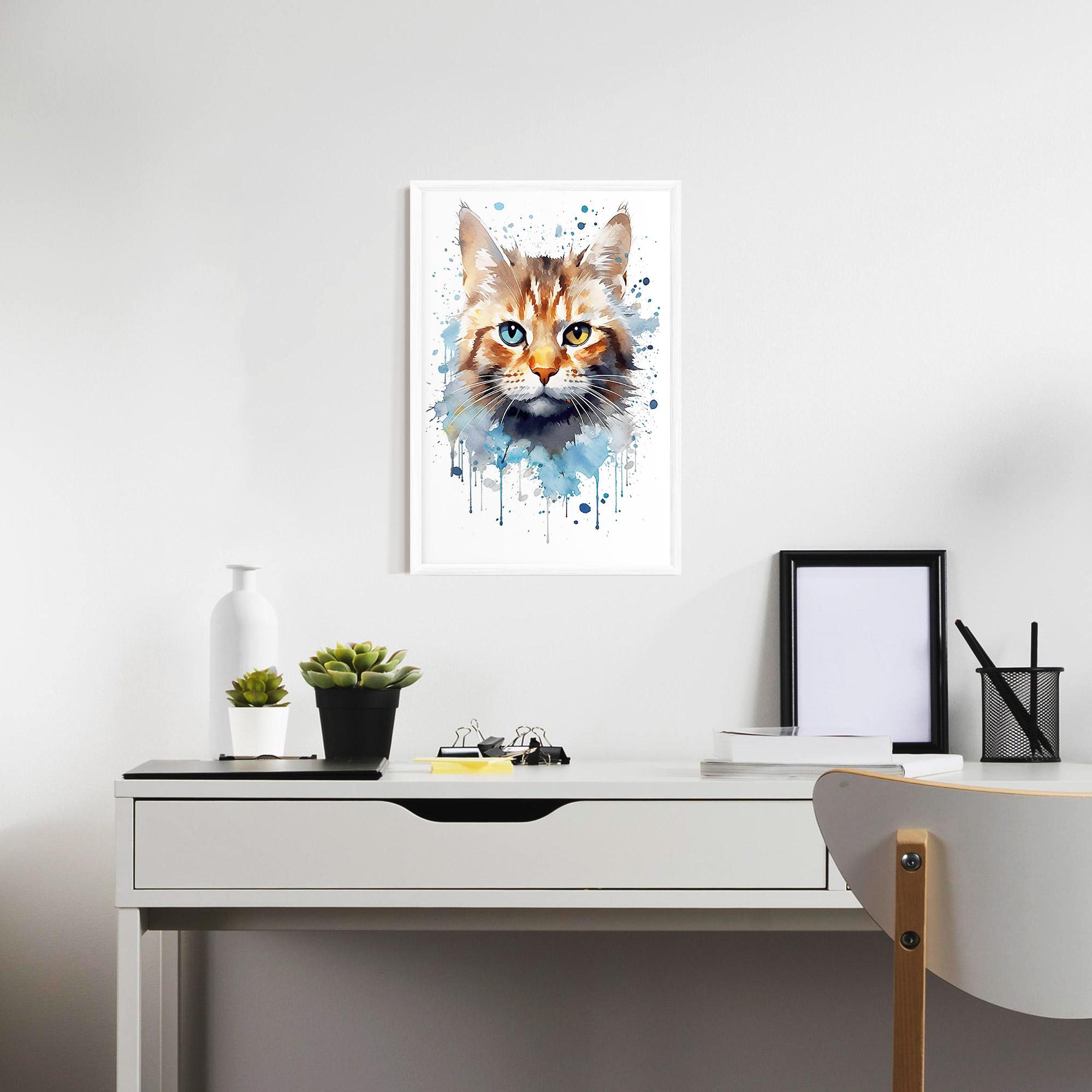 Gerahmte Poster Orange Blue Eyes Cat mockup 7