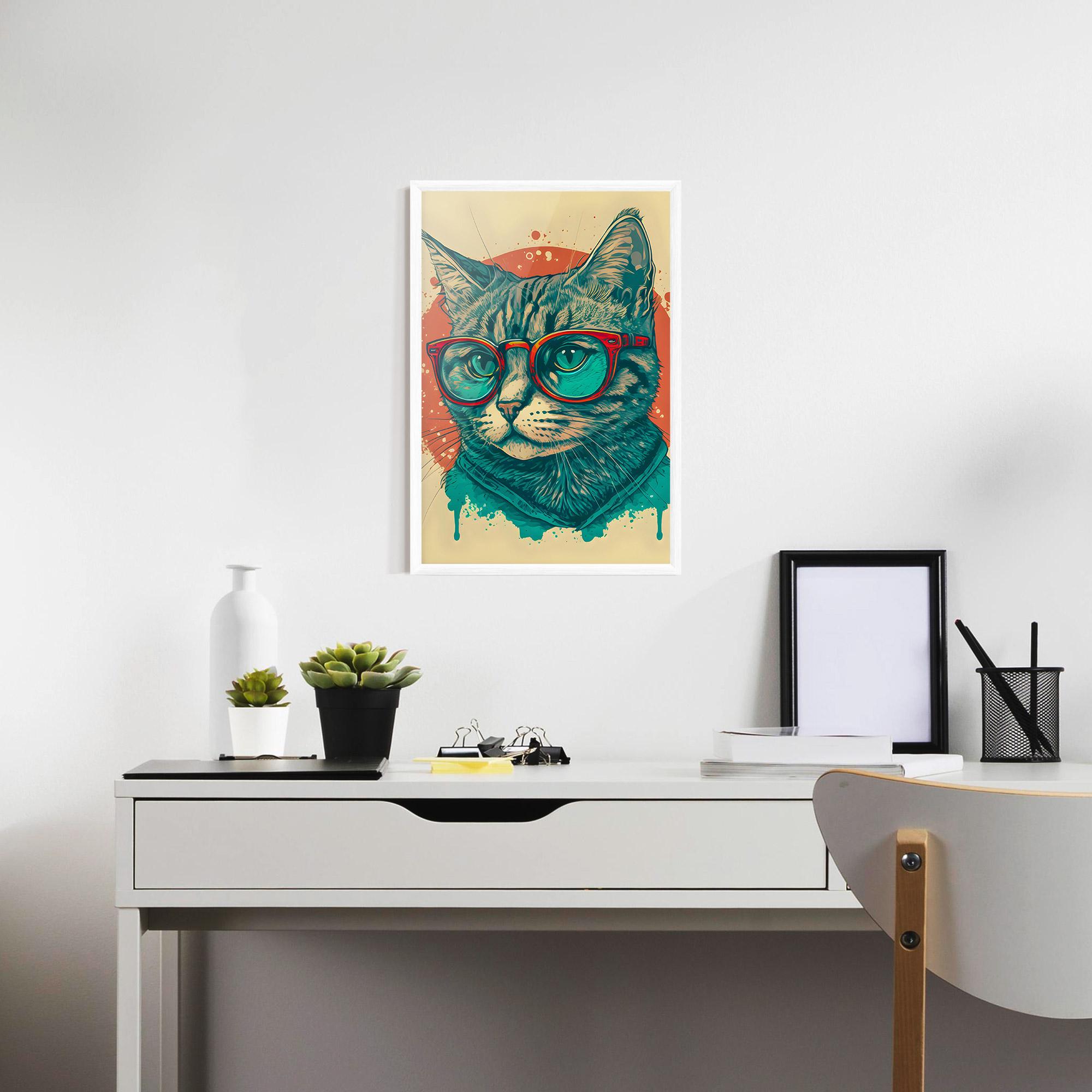 Gerahmte Poster Red Glasses Cat mockup 7