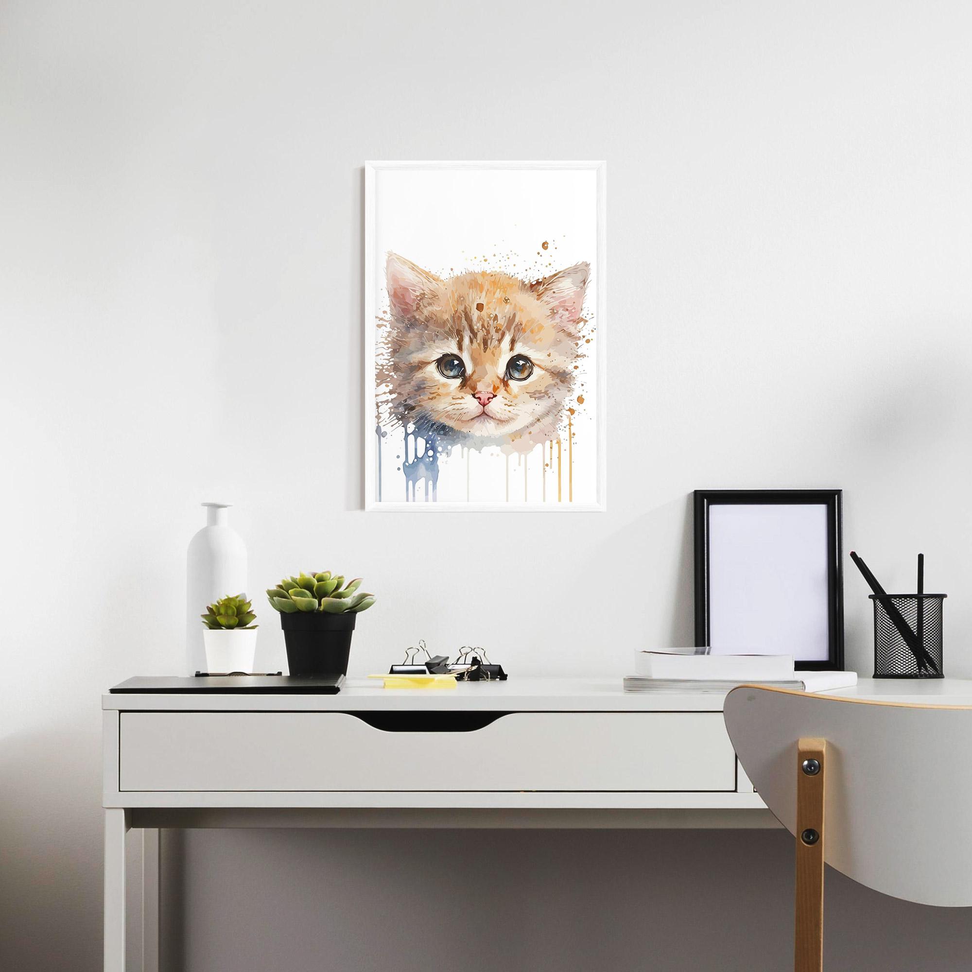 Gerahmte Poster Watercolor Animal Cat mockup 7
