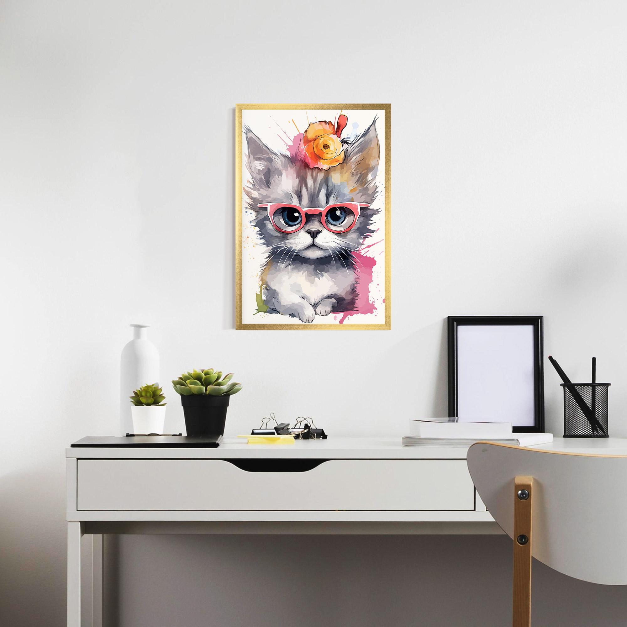 Gerahmte Poster Adorable Grey Cat mockup 7