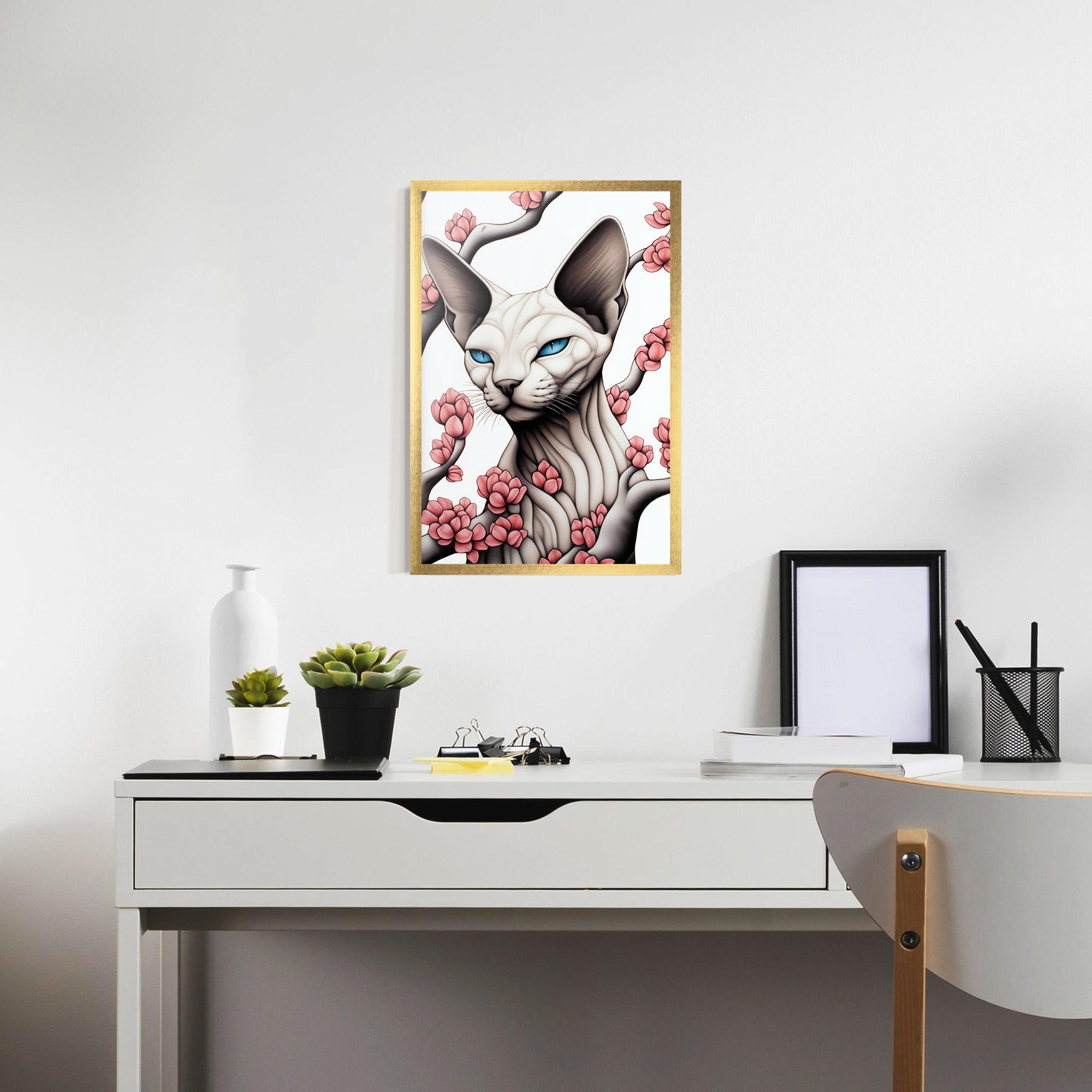 Gerahmte Poster Blue Eyes Cat Drawing mockup 7