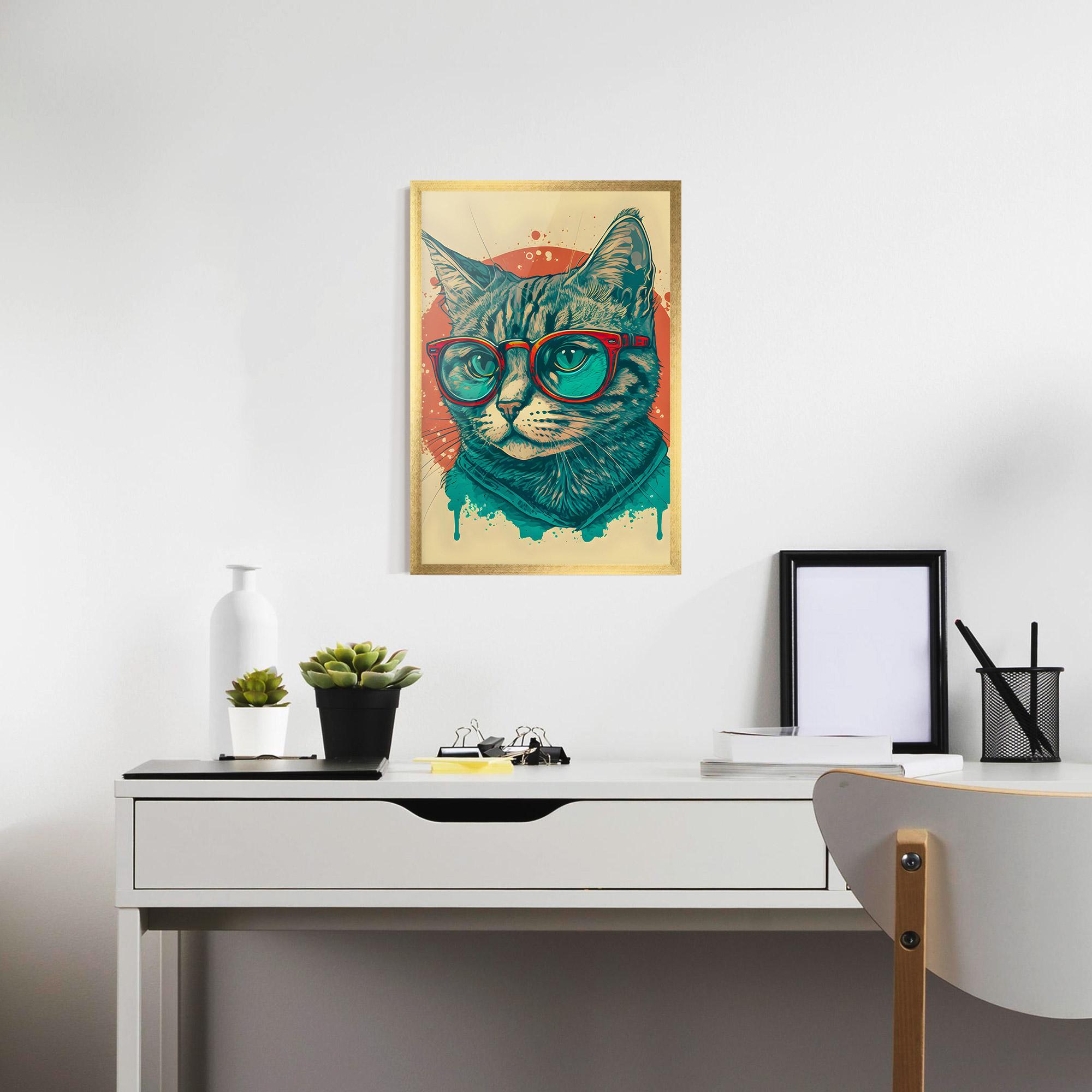 Gerahmte Poster Red Glasses Cat mockup 7