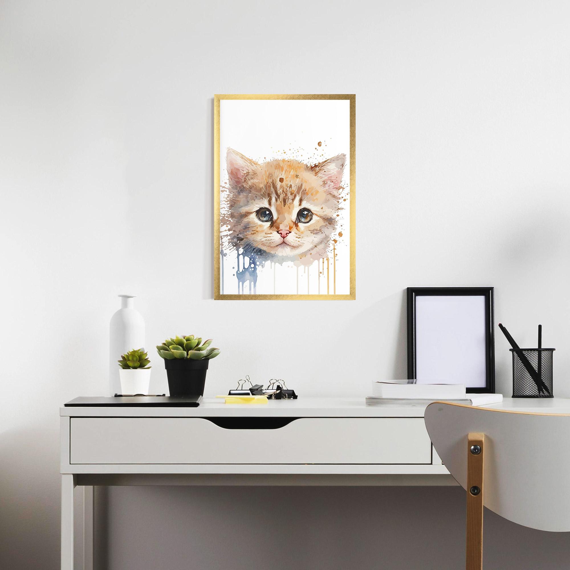 Gerahmte Poster Watercolor Animal Cat mockup 7