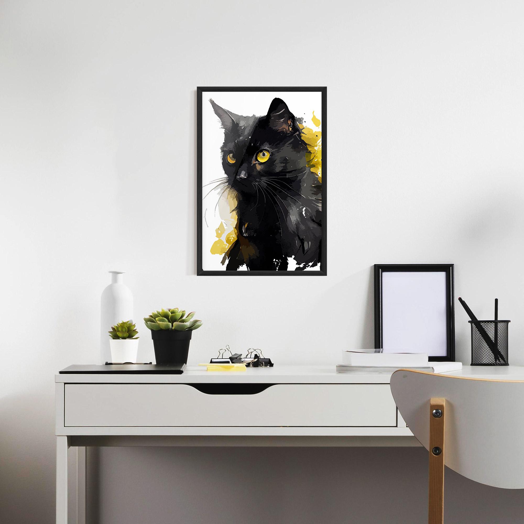 Gerahmte Poster Beautiful Black Cat mockup 7