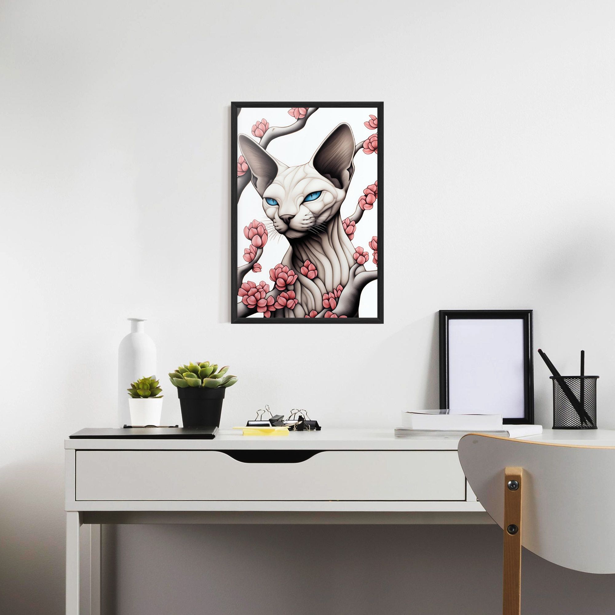 Blue Eyes Cat Drawing mockup 7