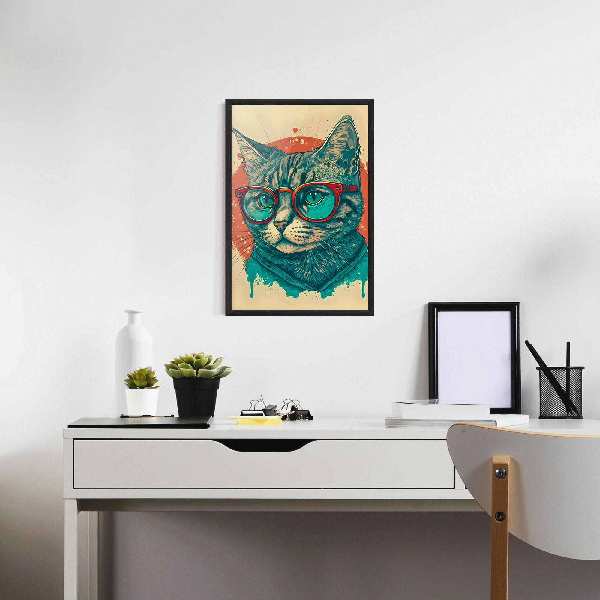 Gerahmte Poster Red Glasses Cat mockup 7