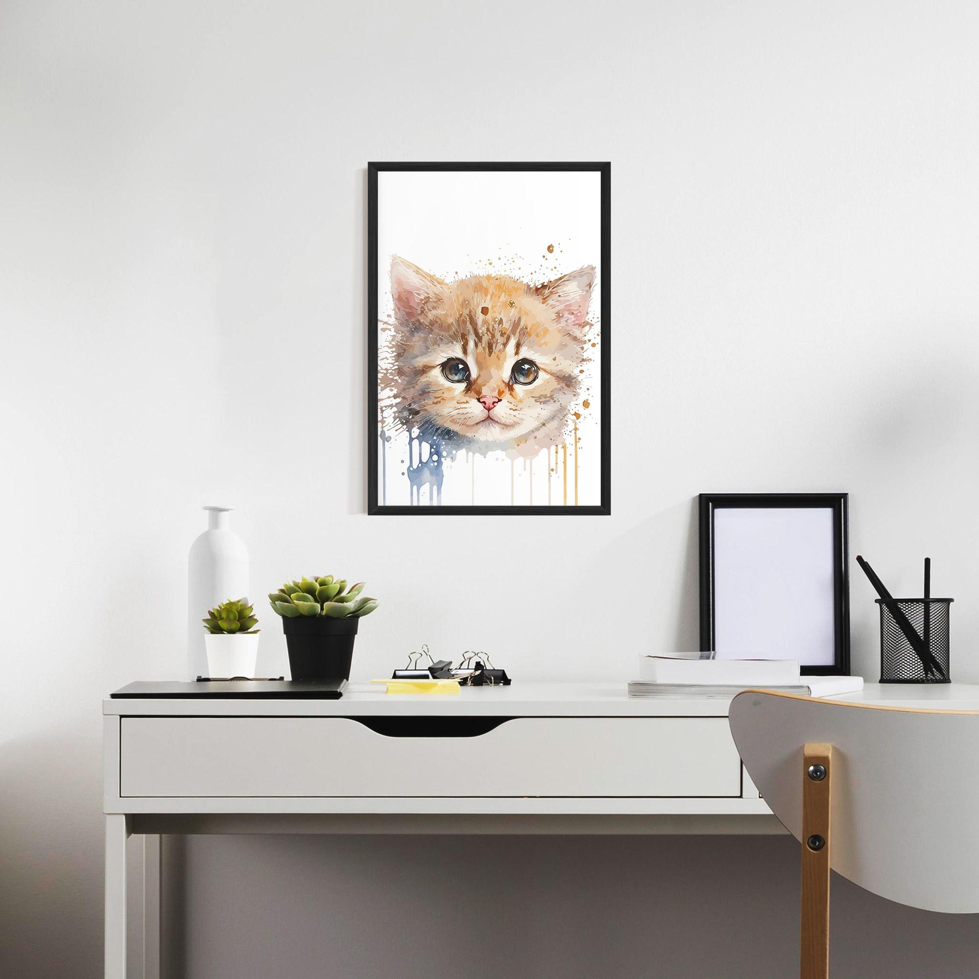 Gerahmte Poster Watercolor Animal Cat mockup 7