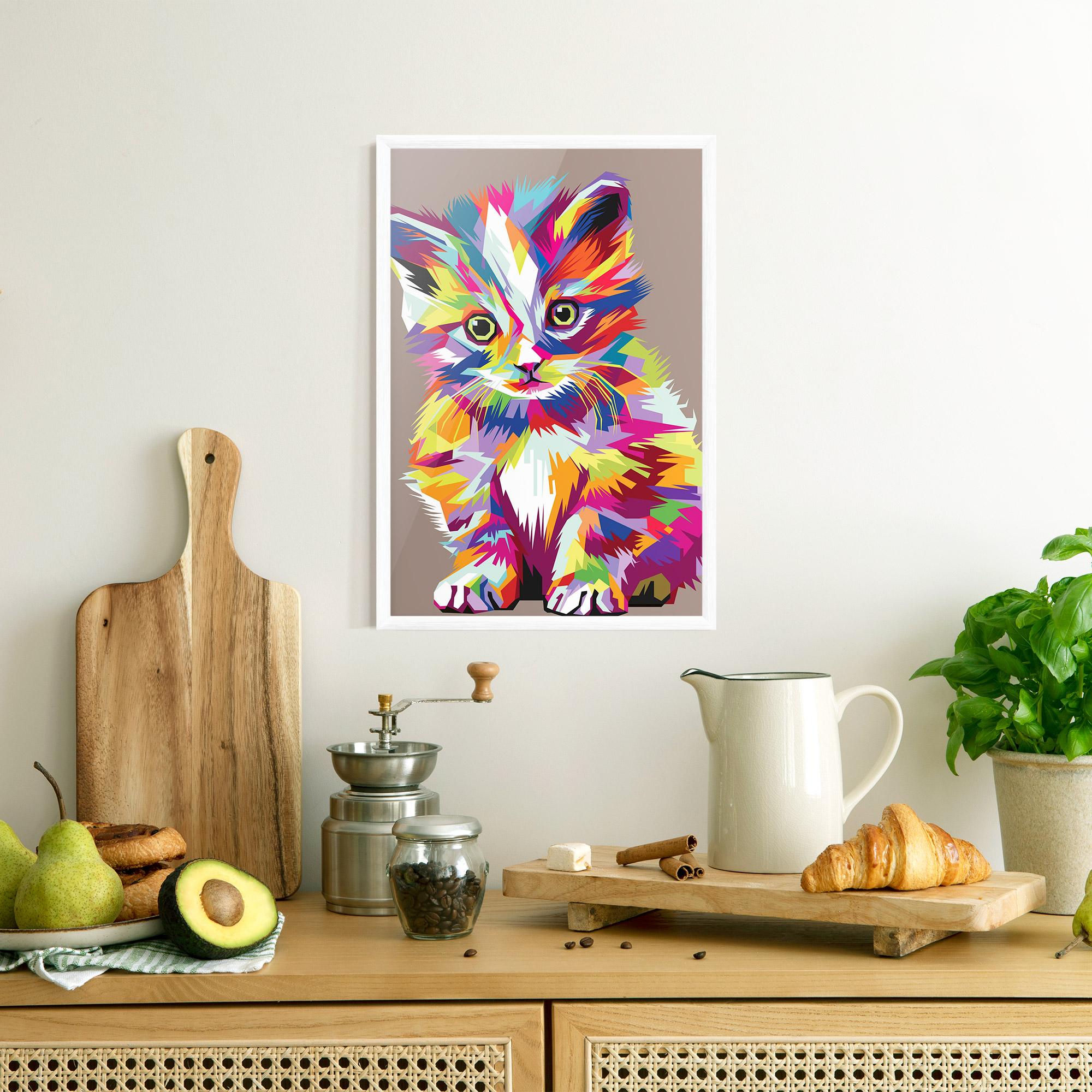 Gerahmte Poster Colorful Cat mockup 8