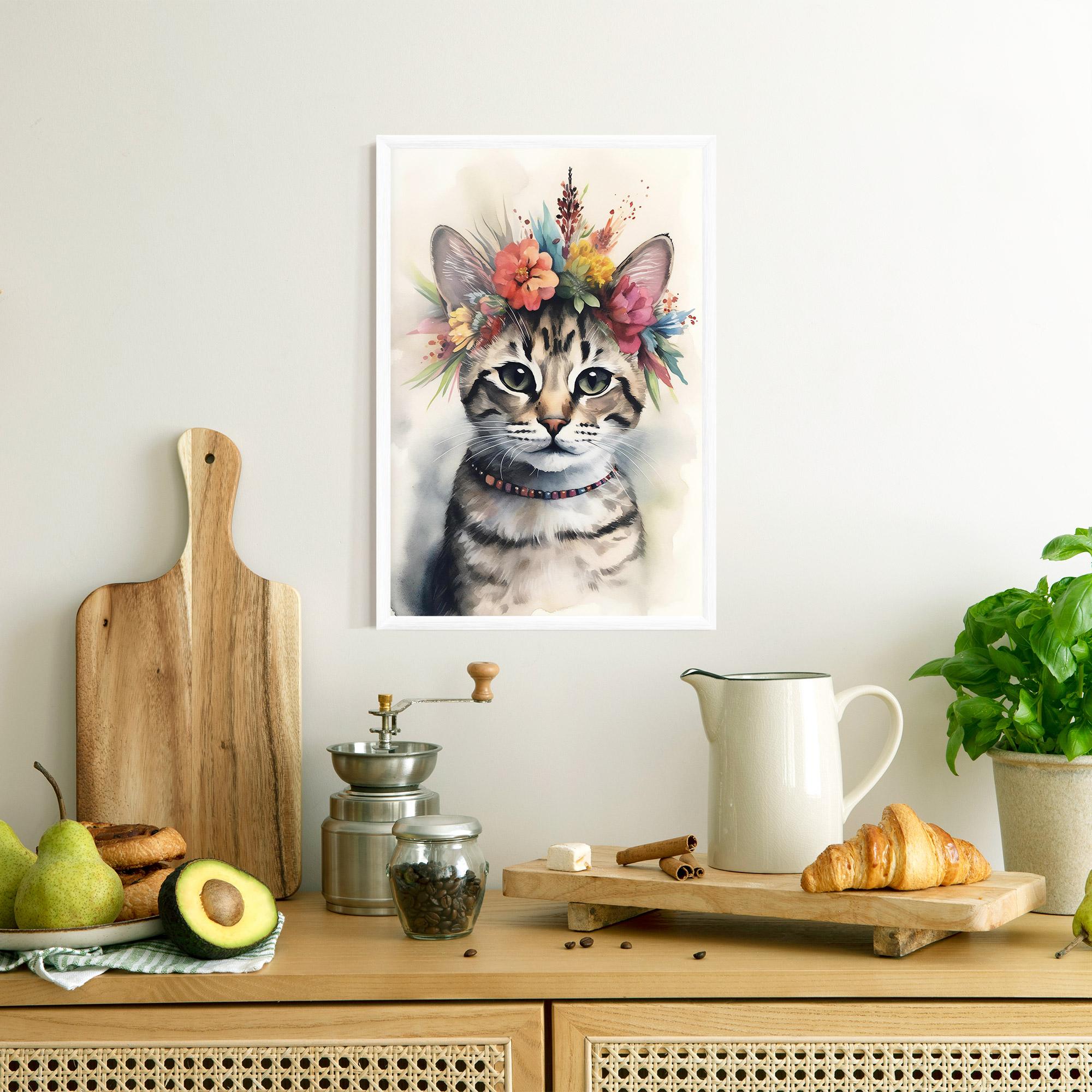 Gerahmte Poster Flower Cat Art mockup 8