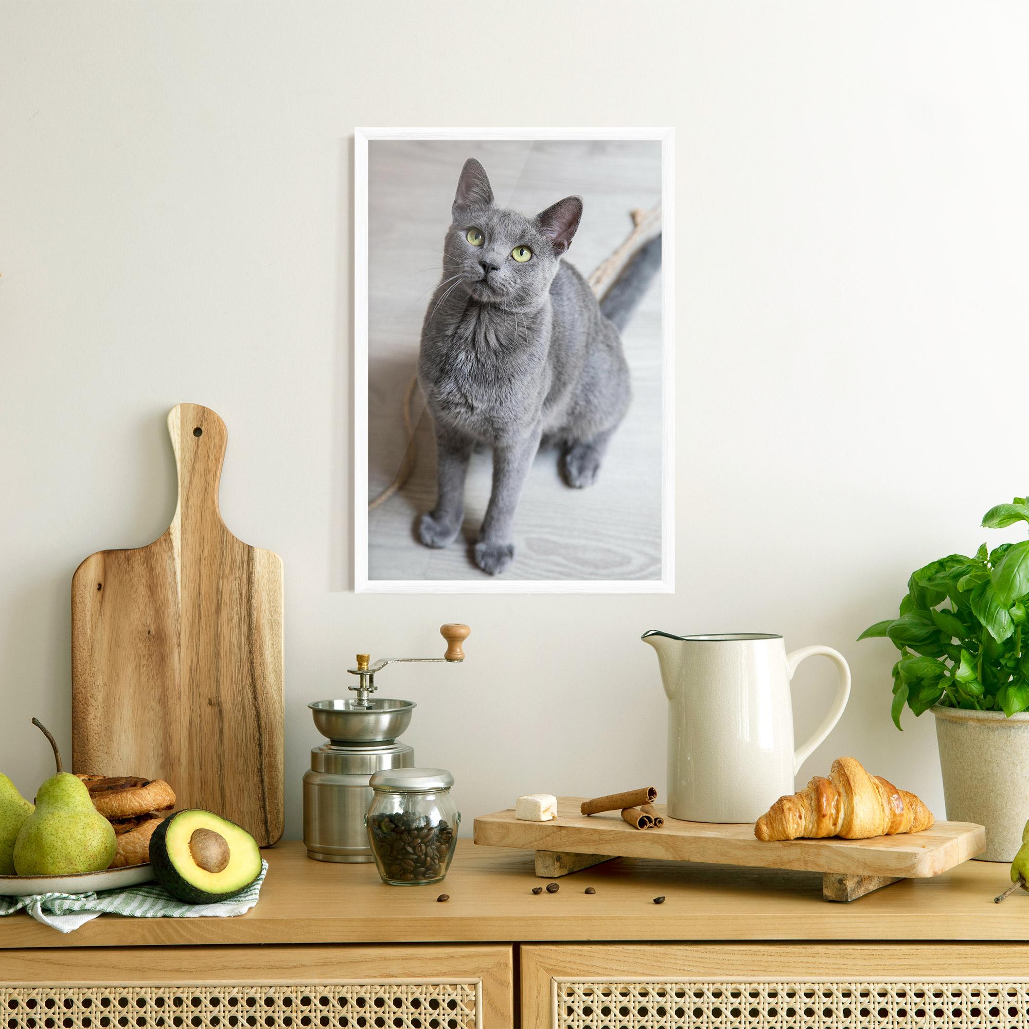 Gerahmte Poster Grey Green Cat Eyes mockup 8