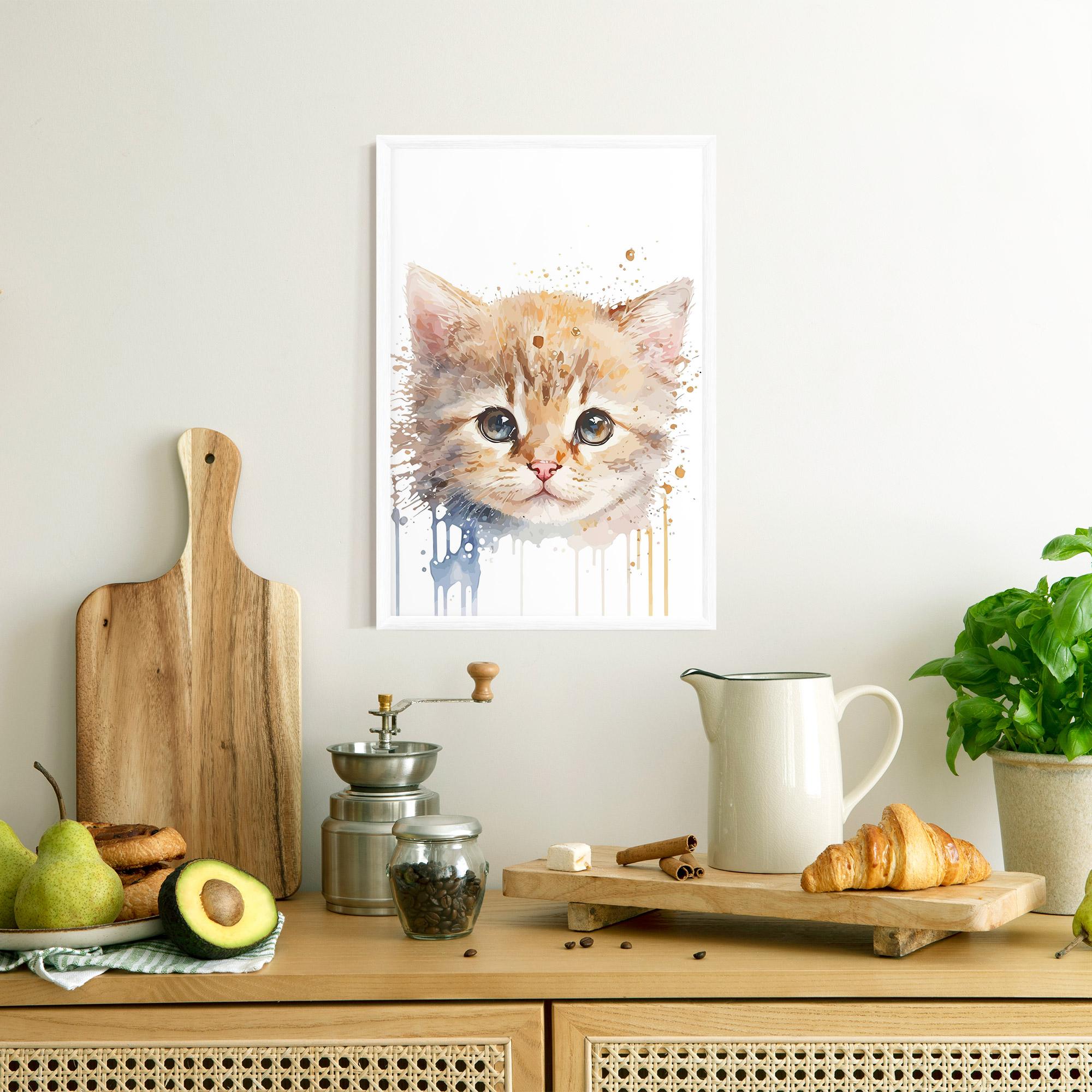Gerahmte Poster Watercolor Animal Cat mockup 8