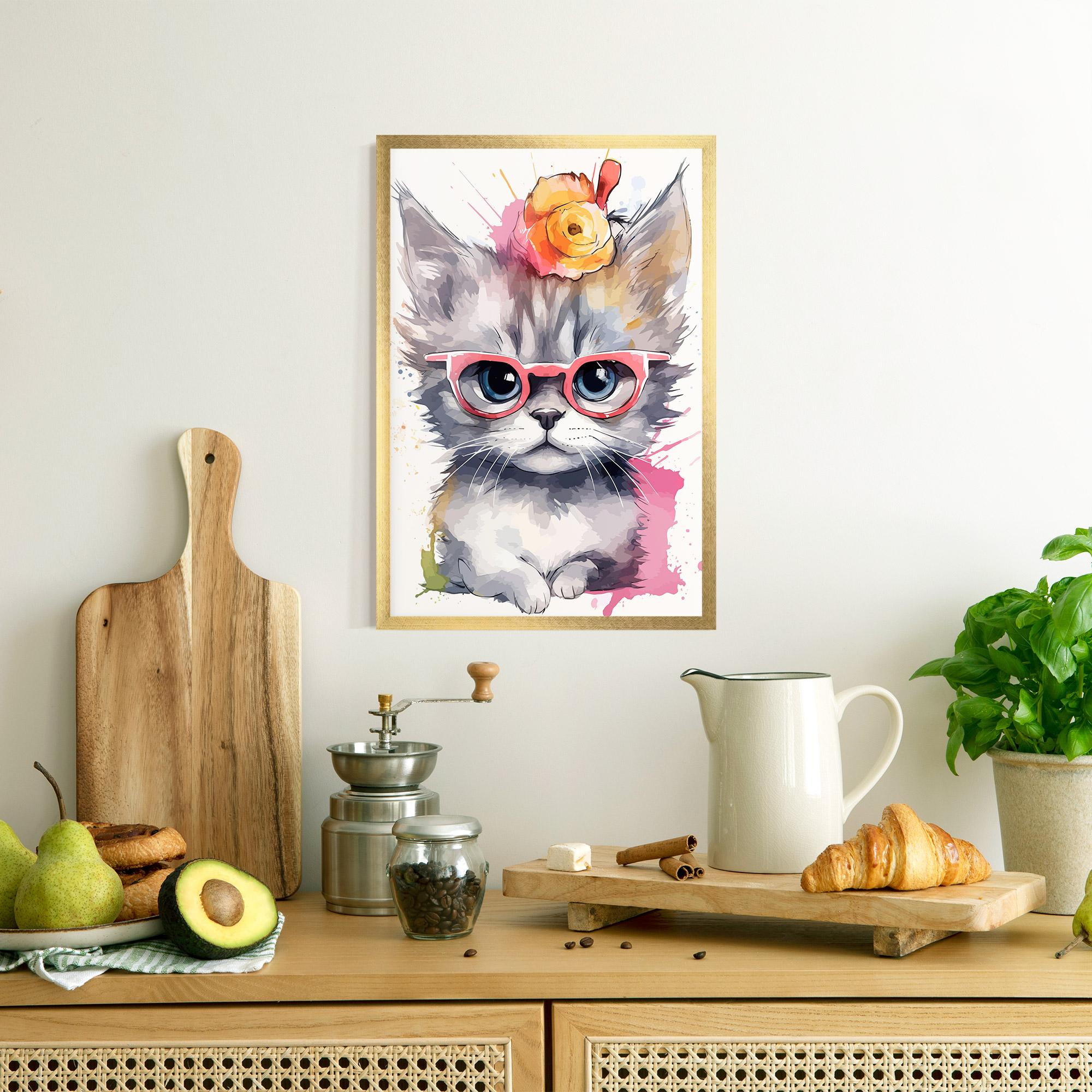 Gerahmte Poster Adorable Grey Cat mockup 8