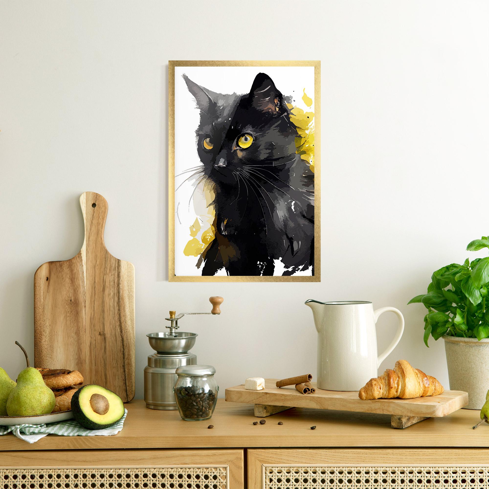 Gerahmte Poster Beautiful Black Cat mockup 8