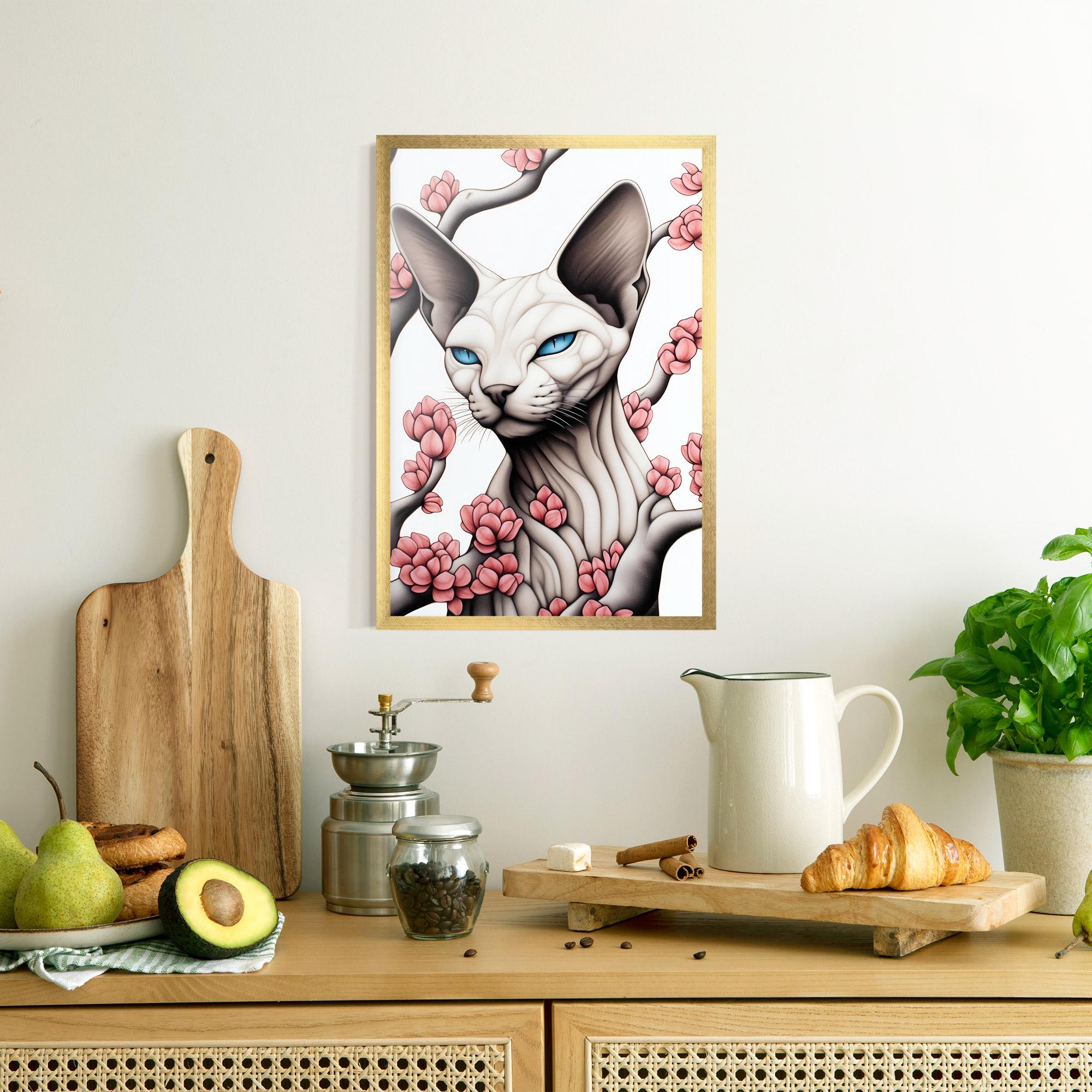 Gerahmte Poster Blue Eyes Cat Drawing mockup 8