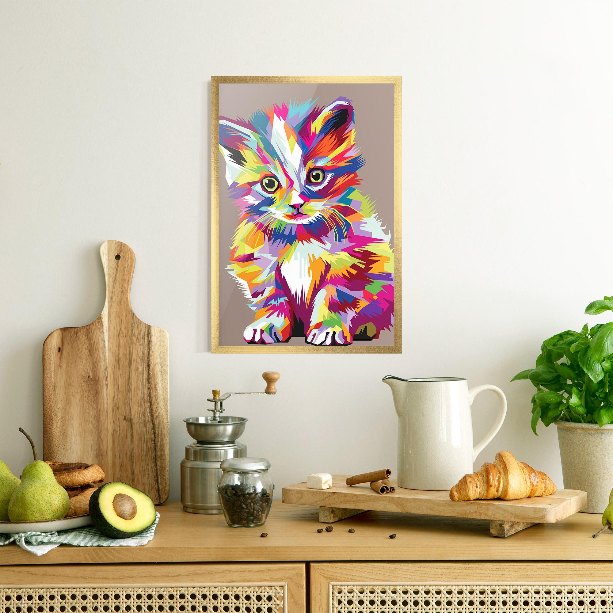 Gerahmte Poster Colorful Cat mockup 8